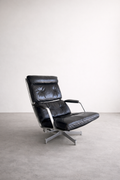 Jørgen Kastholm Lounge Chair für Kill International, 1960er Jahre – Aluminium & schwarzes Leder, Mid-Century Modern