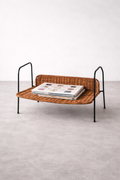 Vintage Zeitschriftenständer von Gian Franco Legler – Metall & Rattan Zeitungsständer, Mid Century Magazinhalter, Italian Design 1960s