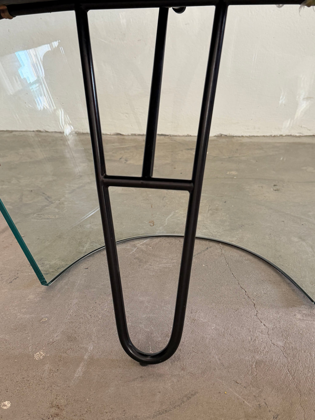 Rare Italian Orion Glass Chair, 1995 – Postmodern Curved Glass Armchair, Blue Alcantara