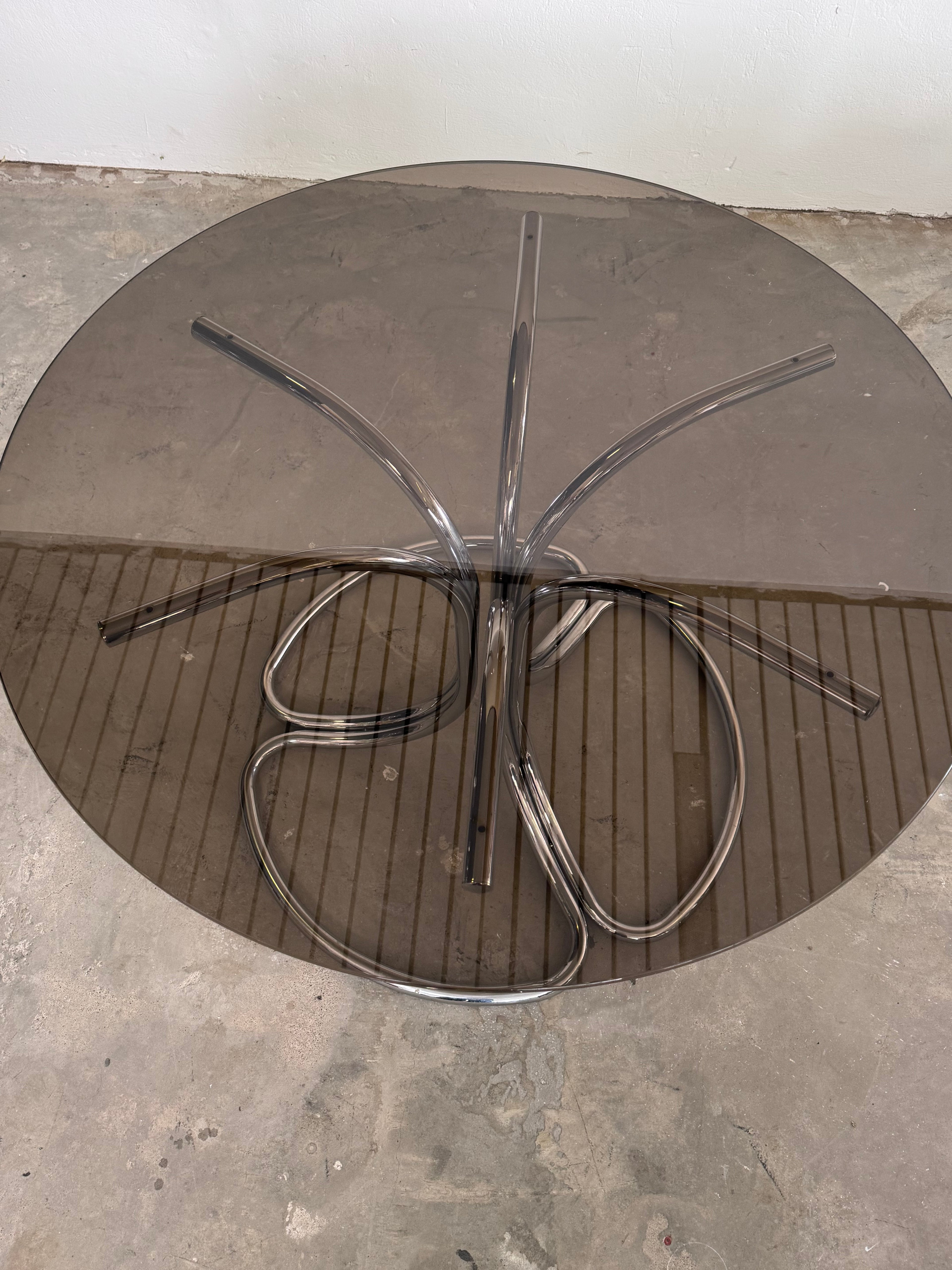 Giotto Stoppino Esstisch | Rauchglas & Chrom | Italien 1970er | Mid Century Design