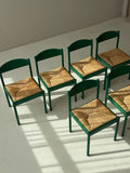 1/6 Vintage Thonet Stuhl in Dunkelgrün – Mid-Century Geflechtstuhl mit Bastgeflecht 70er