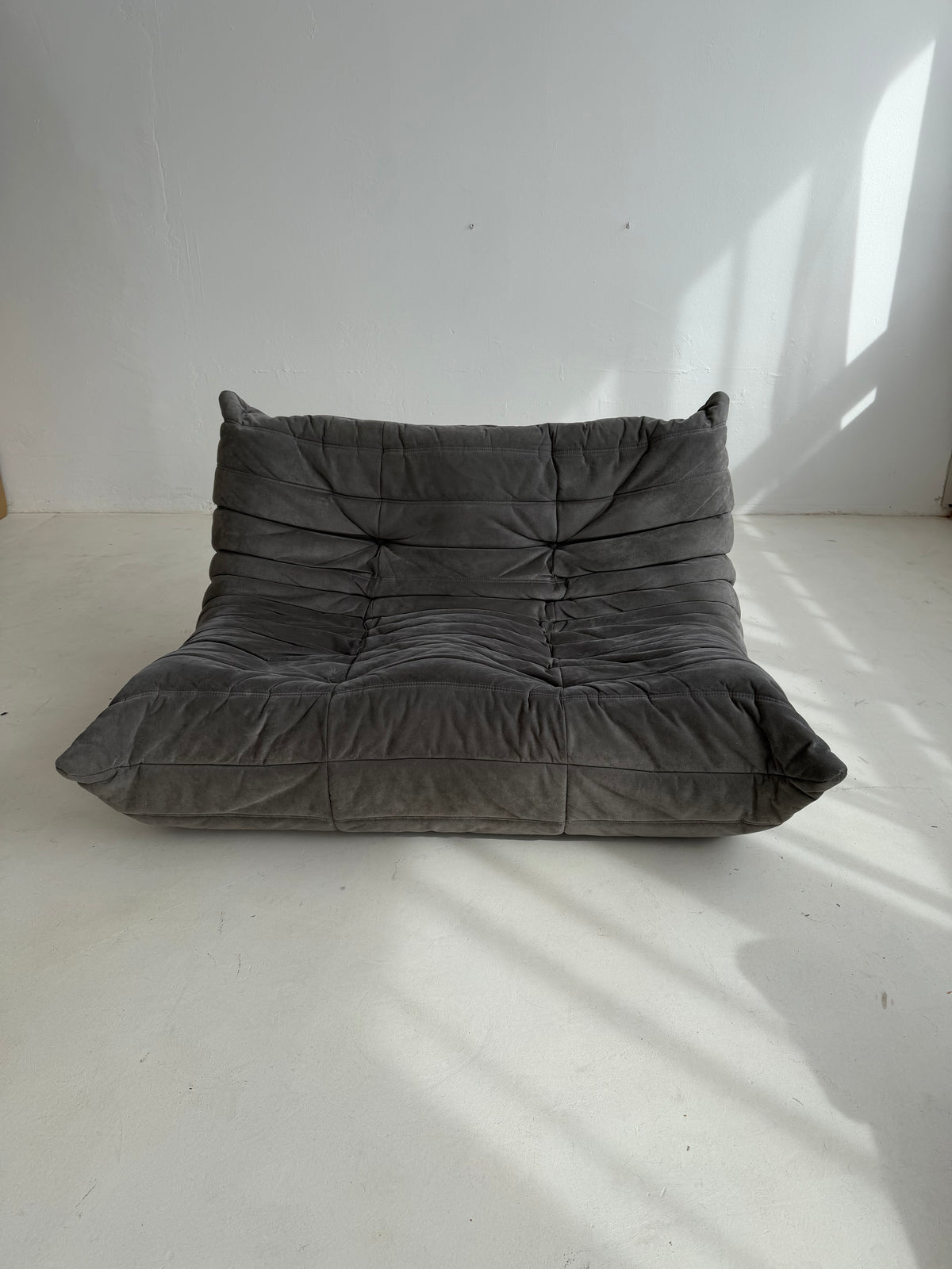 Ligne Roset Togo 2-Seater Sofa in Grey Alcantara, Michel Ducaroy, 2002