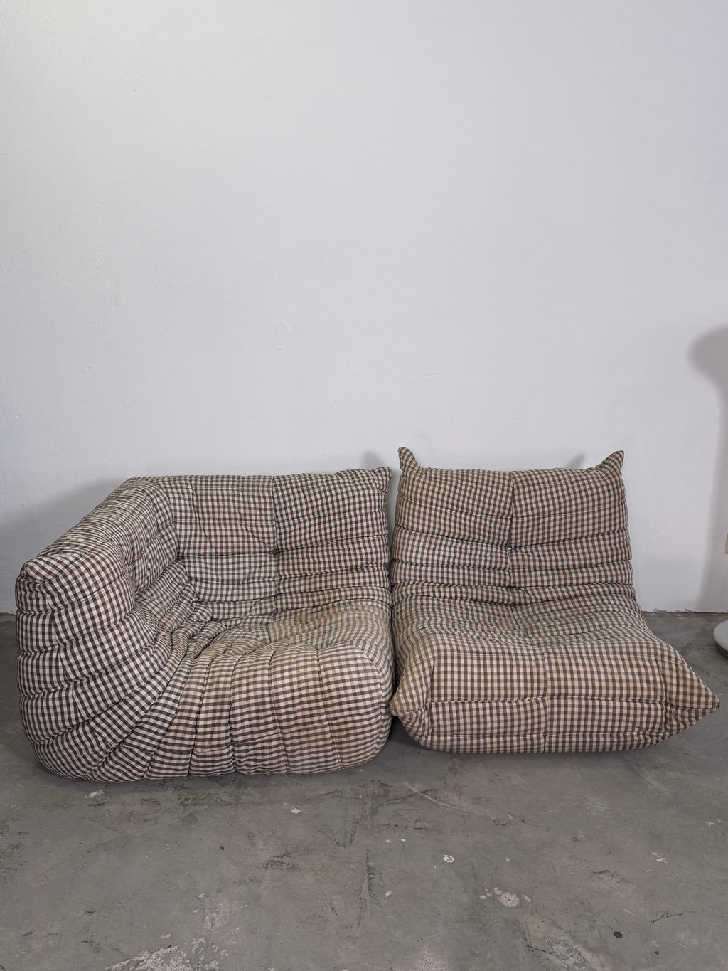 Vintage Ligne Roset Togo Eckelement + Sessel – Originalbezug, Michel Ducaroy Design, 70er/80er Jahre