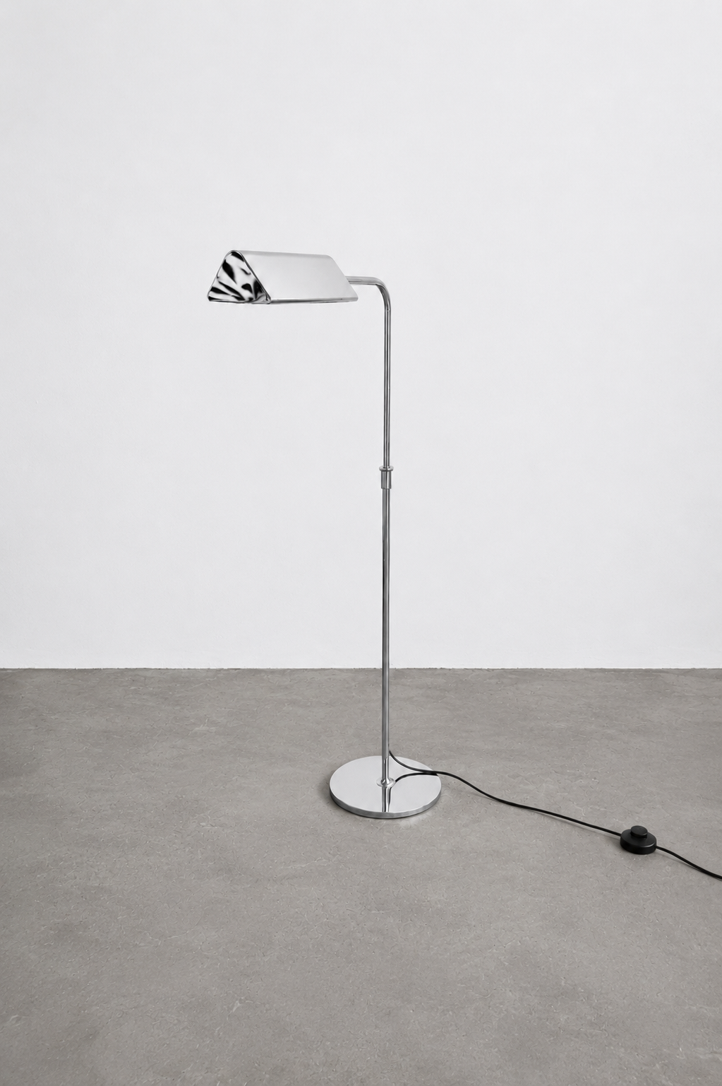 Florian Schulz Stehlampe, 1970er – Verchromte Hollywood Regency Designleuchte – Höhenverstellbar & Schwenkbar – Vintage Deutschland