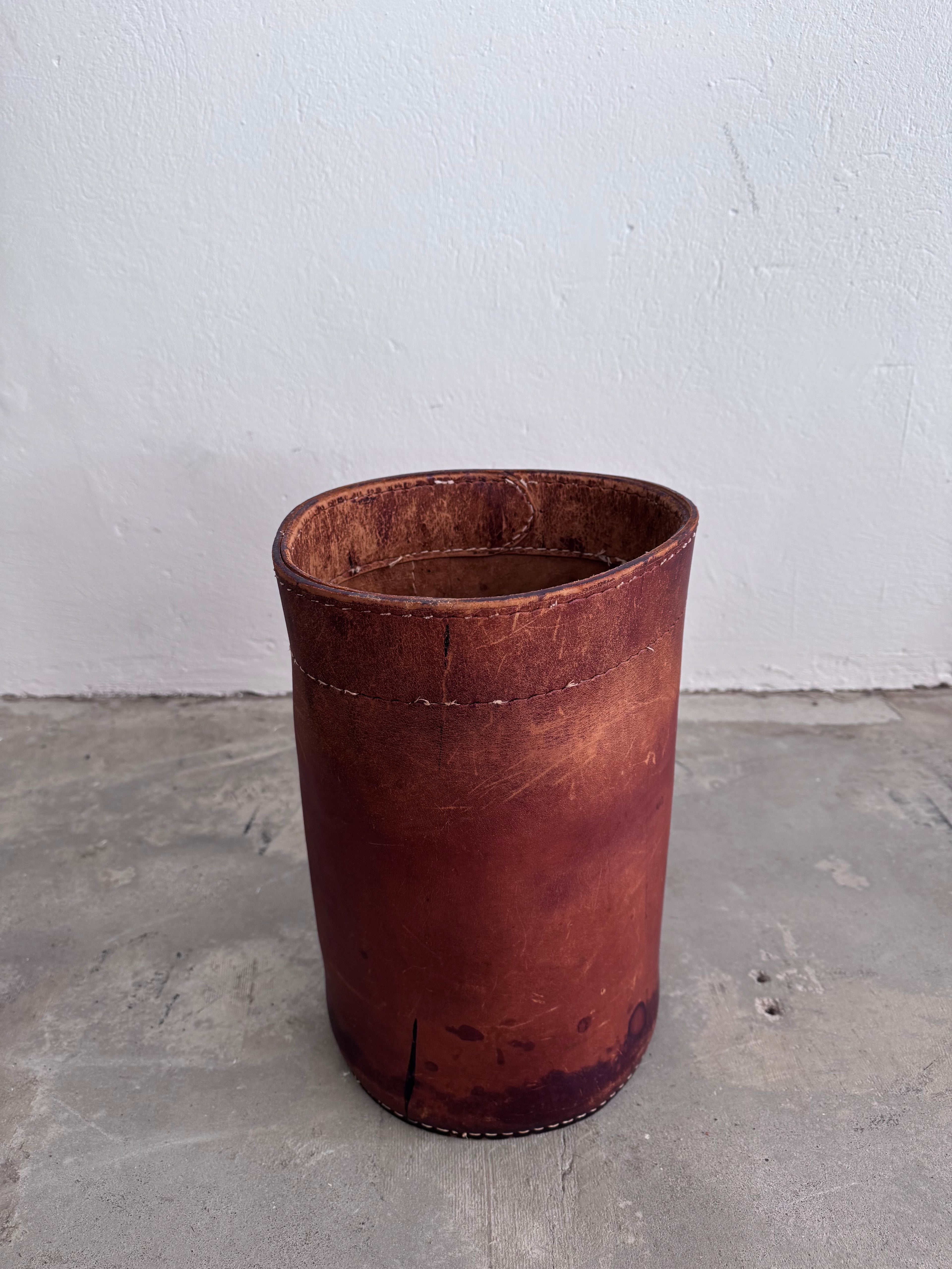 Vintage Leder Papierkorb von Torben Ørskov & Co Dänemark 1960er – Mid Century Danish Design Sattelleder Waste Bin