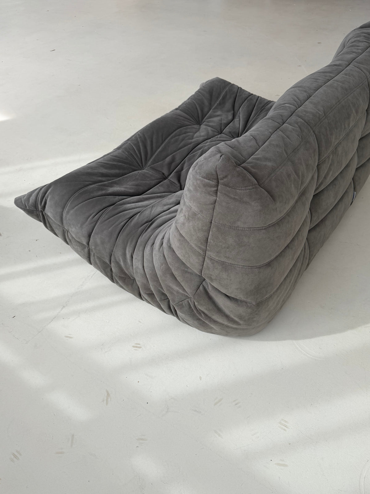 Ligne Roset Togo 2-Seater Sofa in Grey Alcantara, Michel Ducaroy, 2002