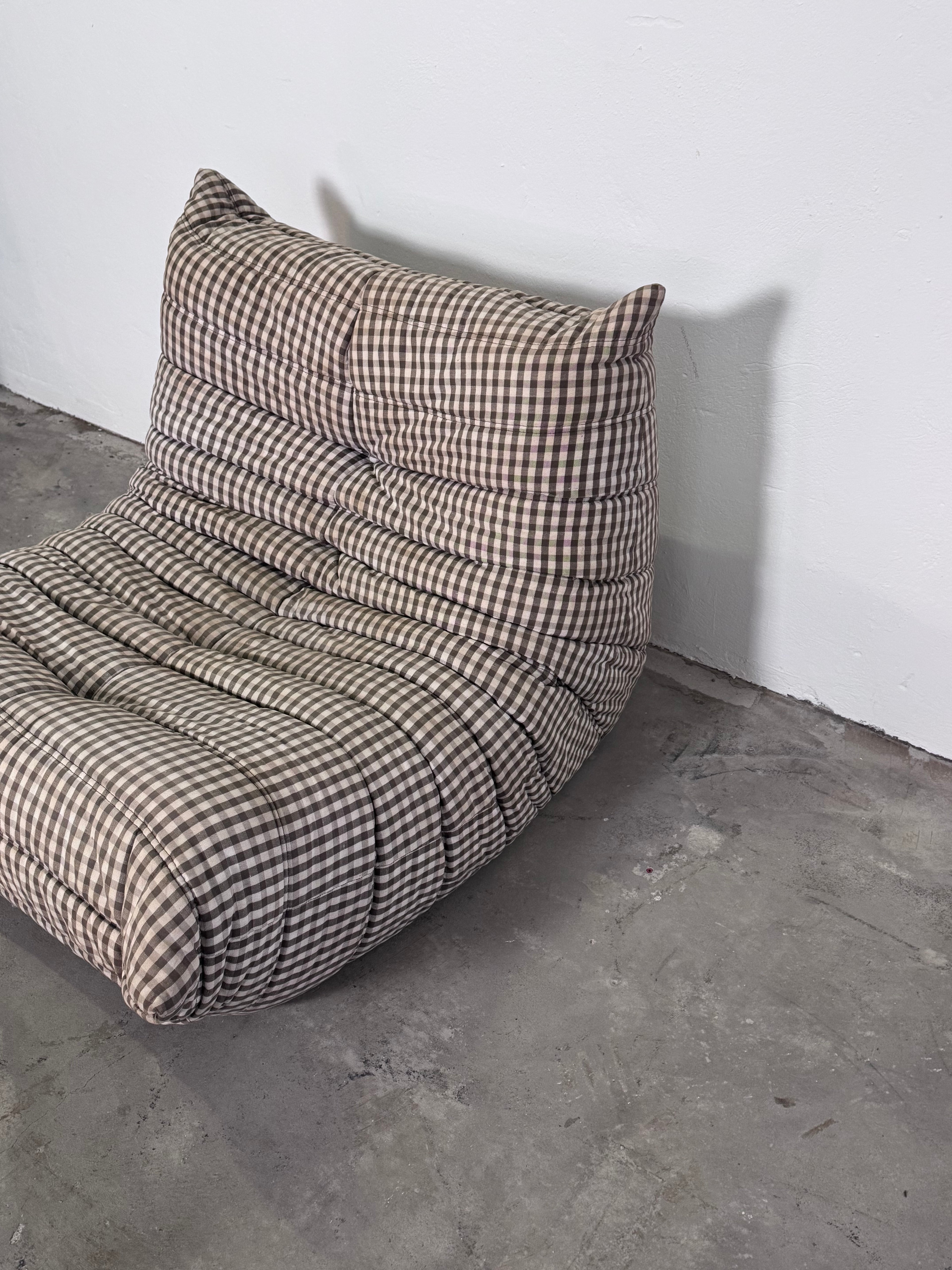 Vintage Ligne Roset Togo Eckelement + Sessel – Originalbezug, Michel Ducaroy Design, 70er/80er Jahre