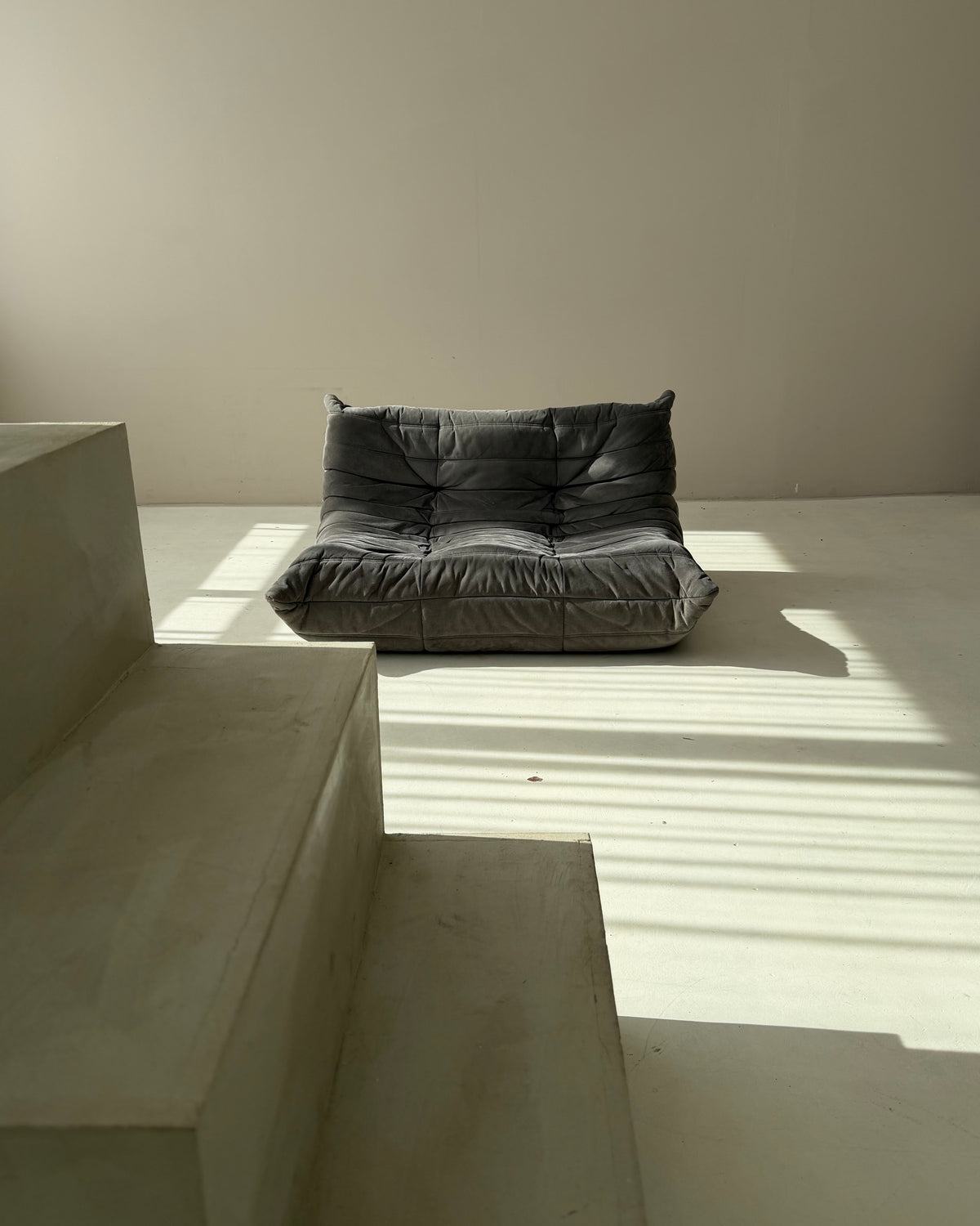 Ligne Roset Togo 2-Seater Sofa in Grey Alcantara, Michel Ducaroy, 2002