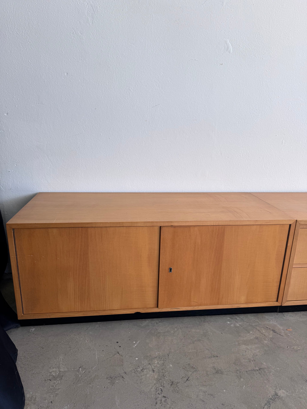 Vintage WK Möbel Sideboard 1960er – Extra langes Mid Century Lowboard 330 cm, Modulares Ahornfurnier Sideboard, German Design Cabinet