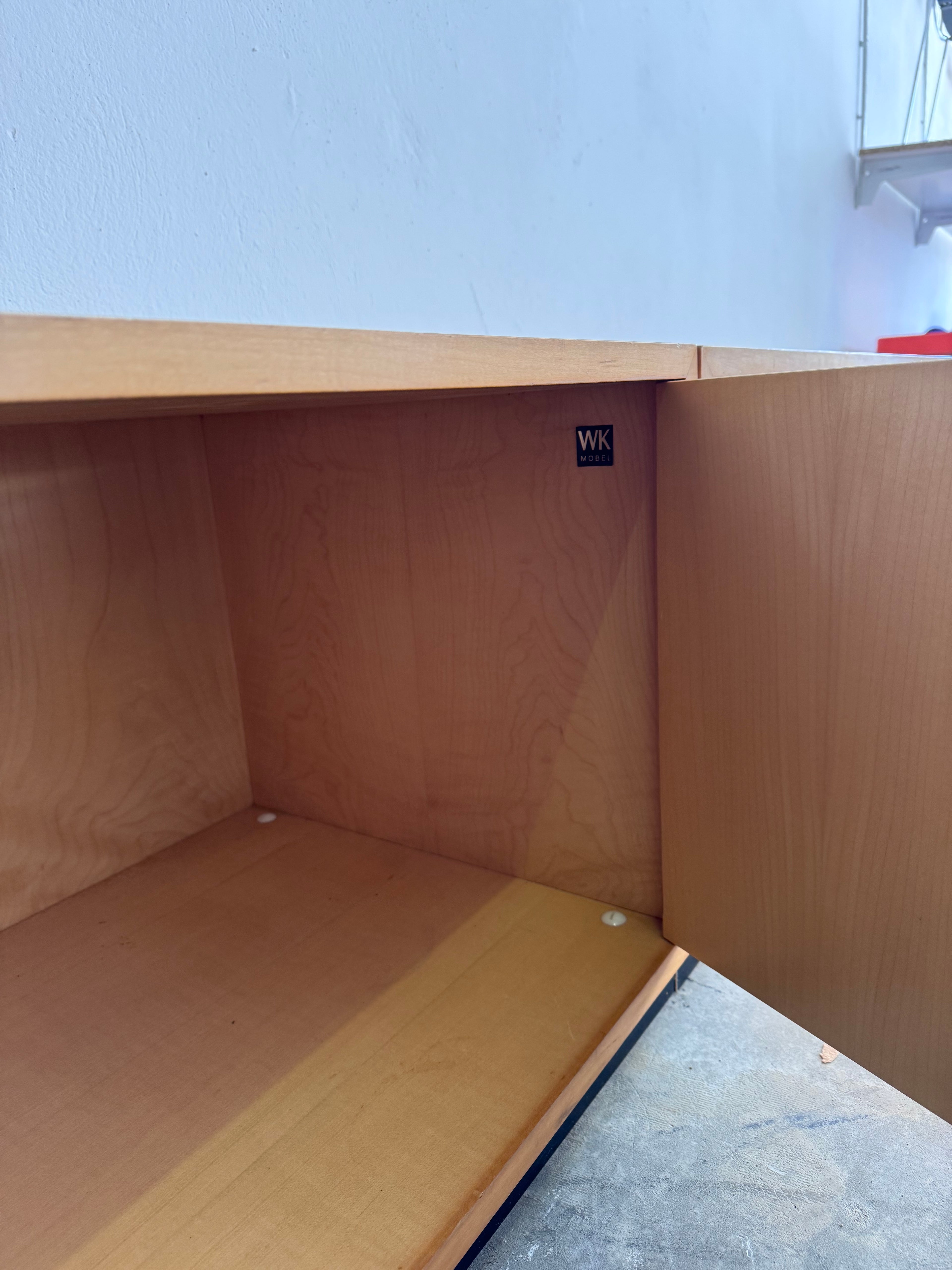 Vintage WK Möbel Sideboard 1960er – Extra langes Mid Century Lowboard 330 cm, Modulares Ahornfurnier Sideboard, German Design Cabinet