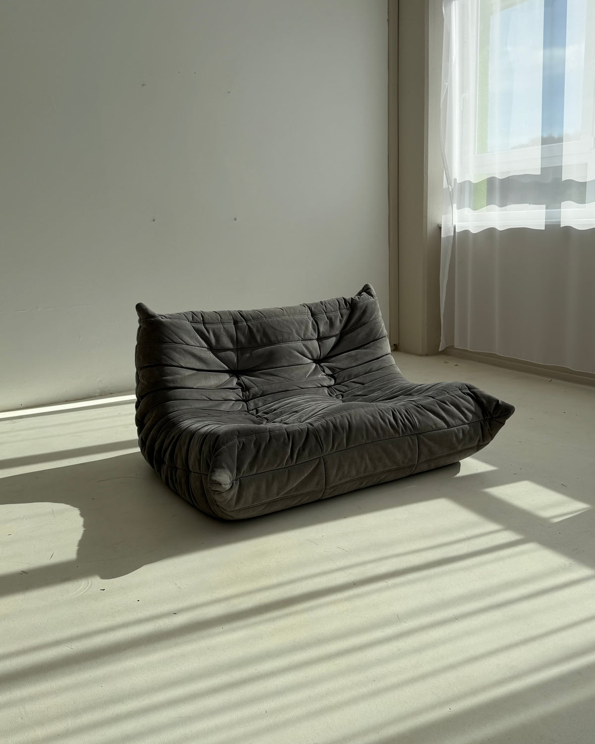 Ligne Roset Togo 2-Seater Sofa in Grey Alcantara, Michel Ducaroy, 2002