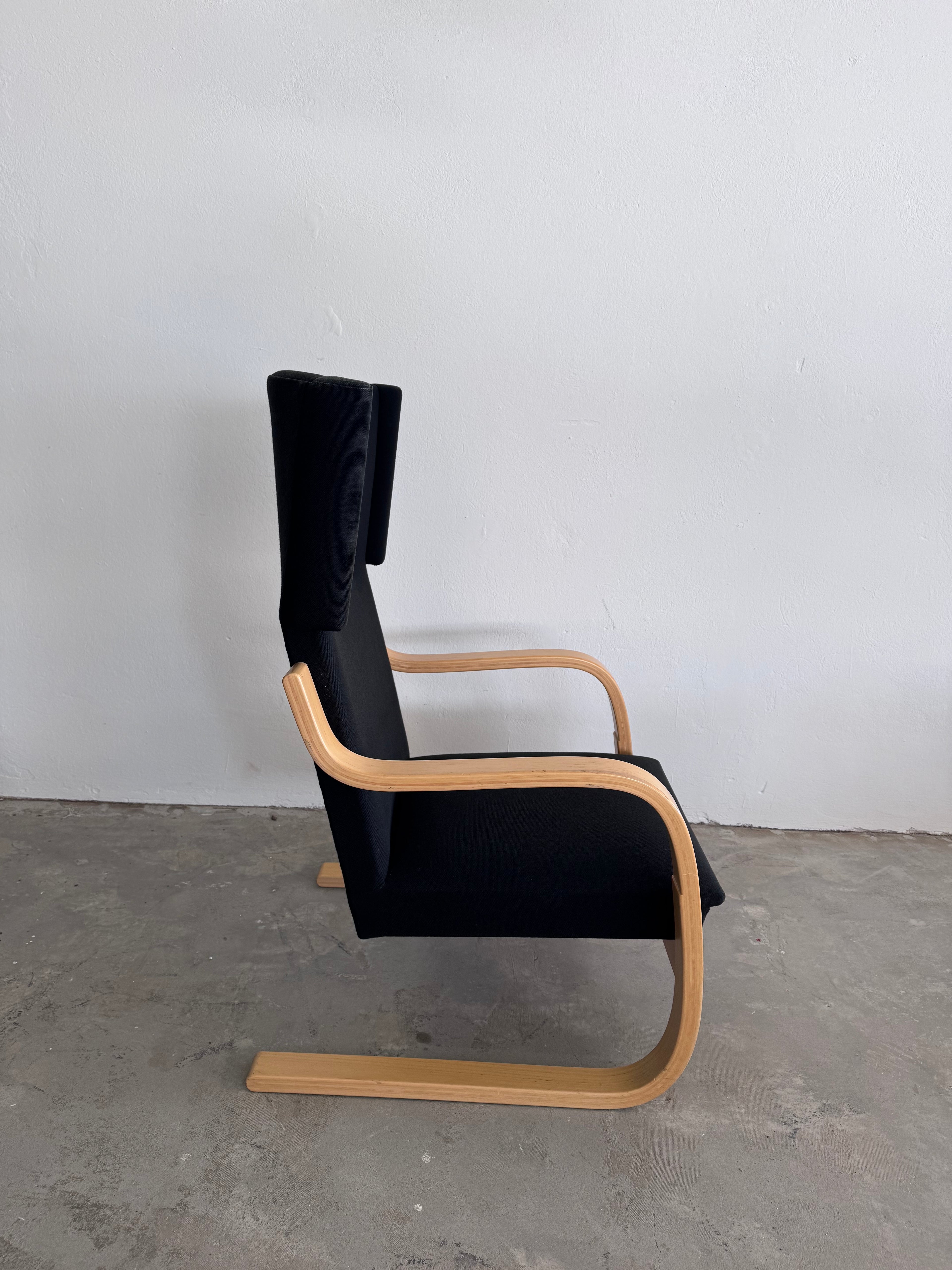 Alvar Aalto 36/401 Freischwinger Sessel für Artek, 1950er – Birke & schwarzer Stoff, Mid-Century Design