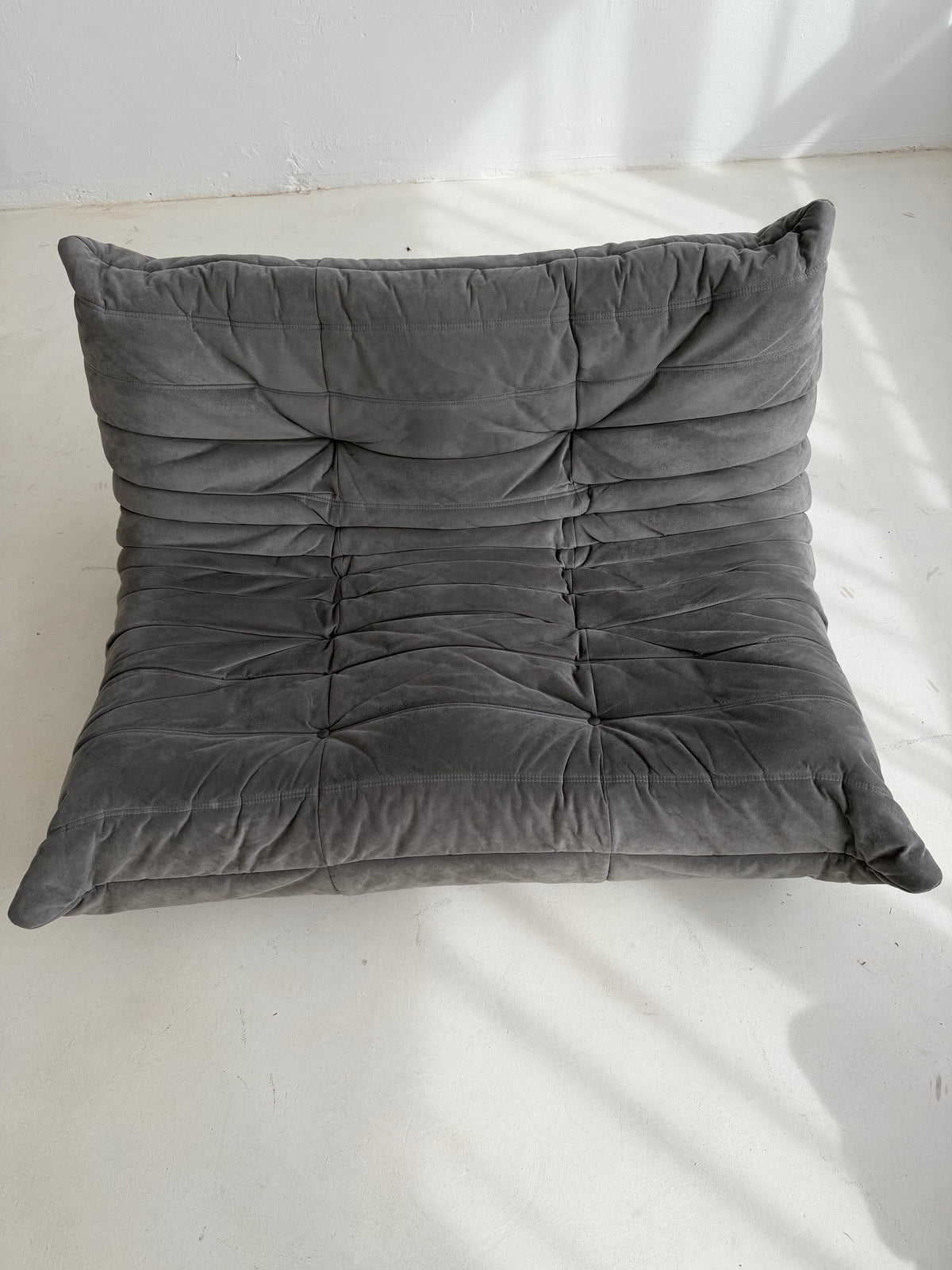 Ligne Roset Togo 2-Seater Sofa in Grey Alcantara, Michel Ducaroy, 2002