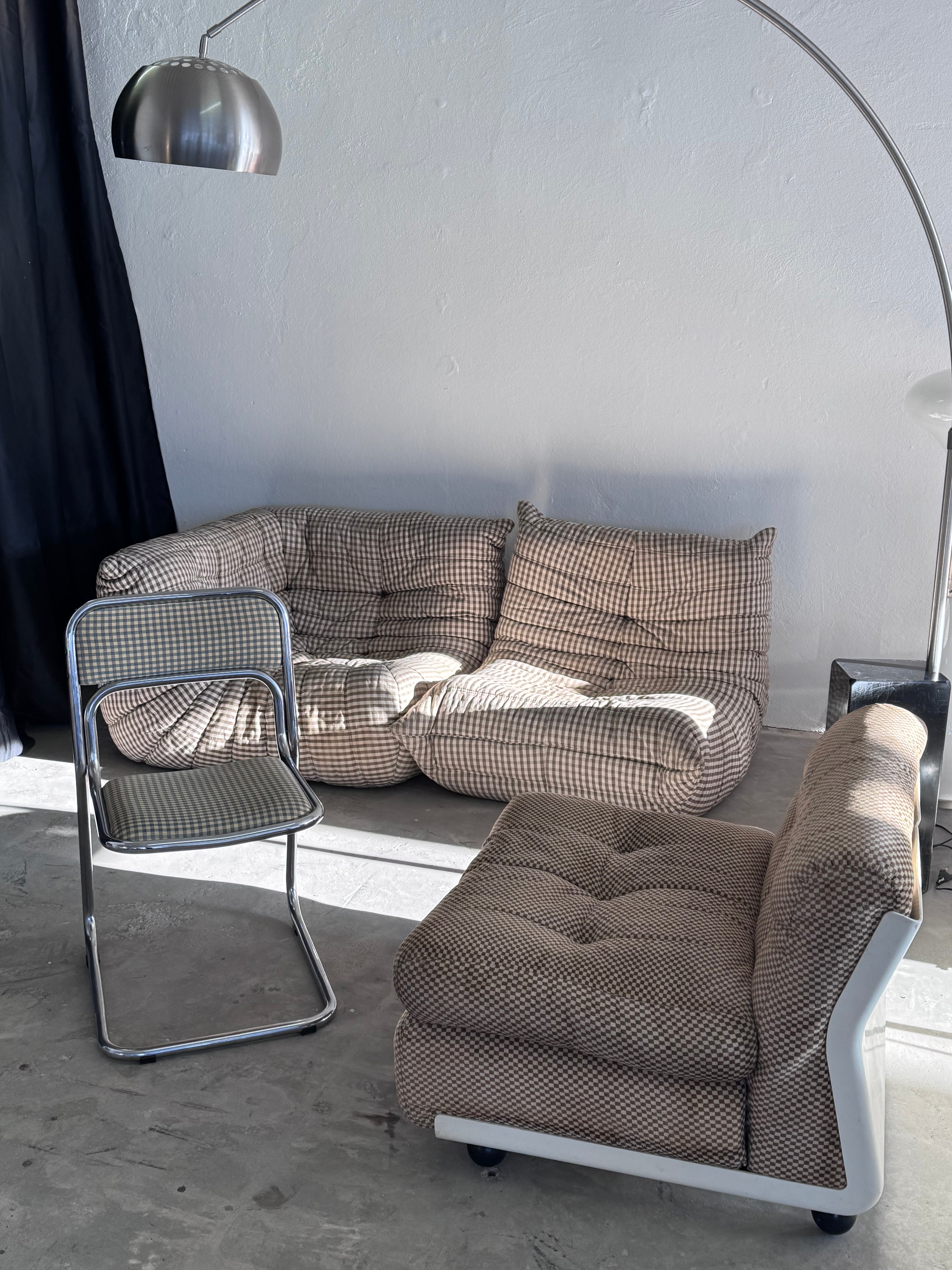 Vintage Ligne Roset Togo Eckelement + Sessel – Originalbezug, Michel Ducaroy Design, 70er/80er Jahre