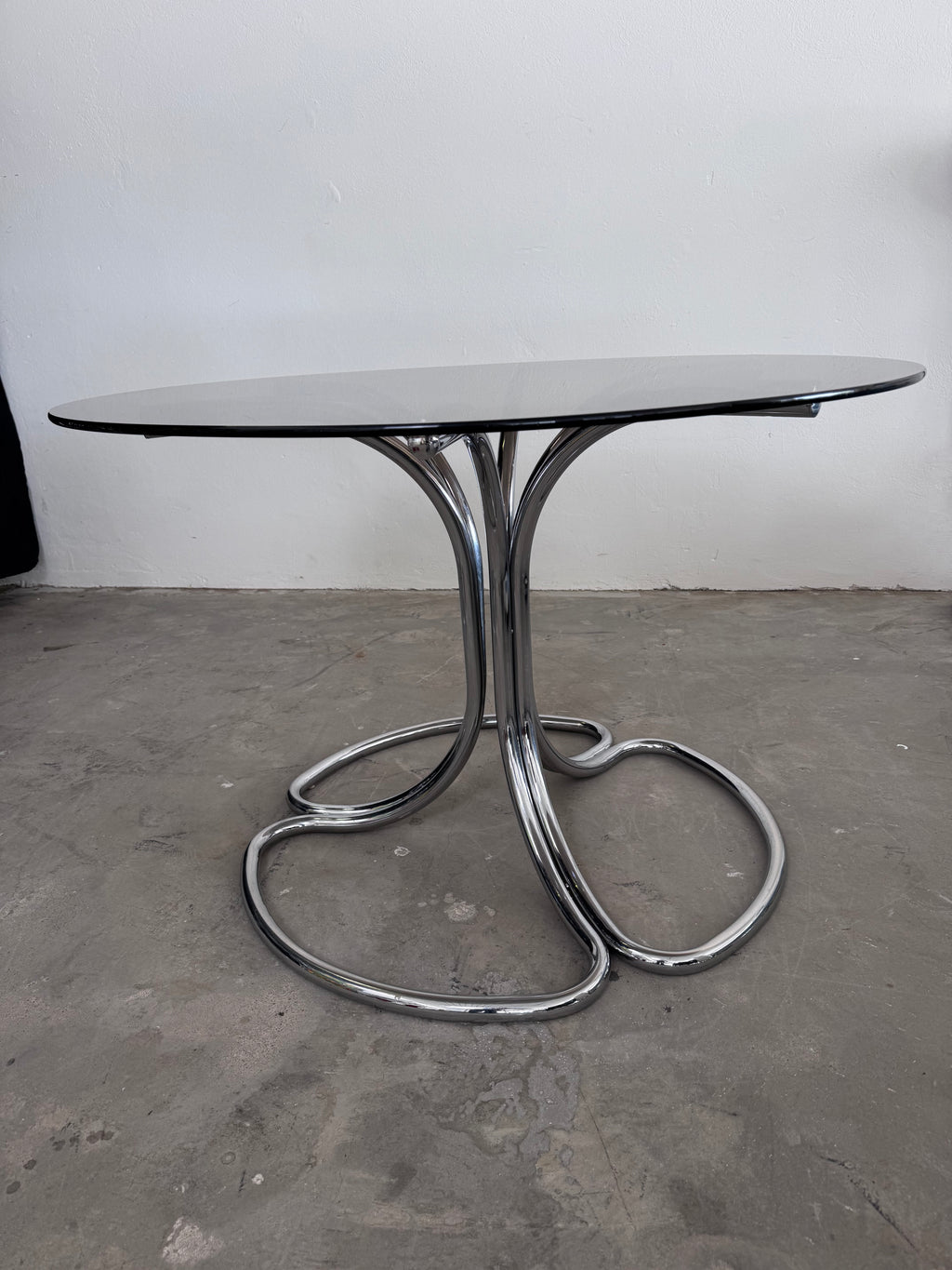 Giotto Stoppino Esstisch | Rauchglas & Chrom | Italien 1970er | Mid Century Design