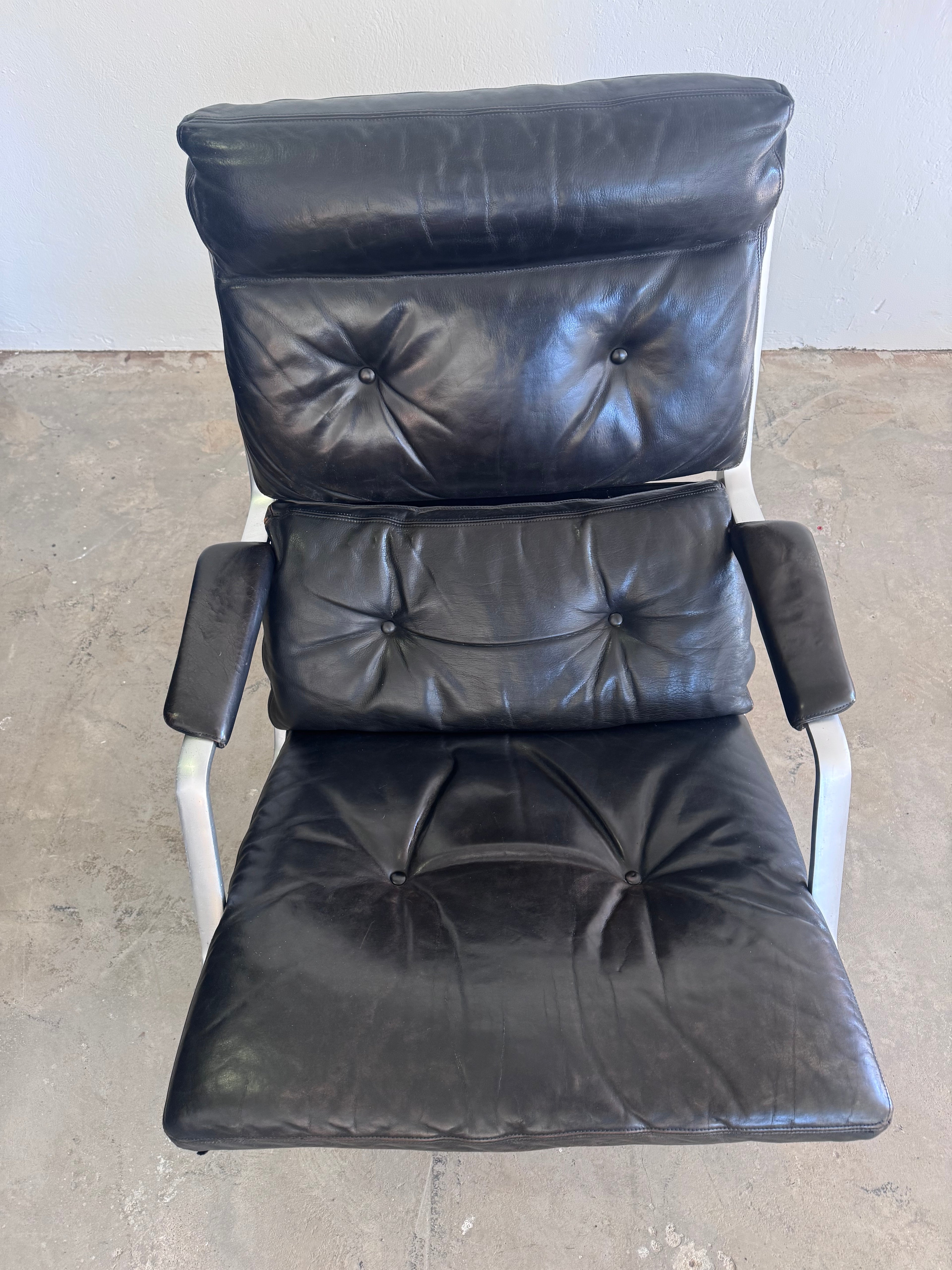 Jørgen Kastholm Lounge Chair für Kill International, 1960er Jahre – Aluminium & schwarzes Leder, Mid-Century Modern