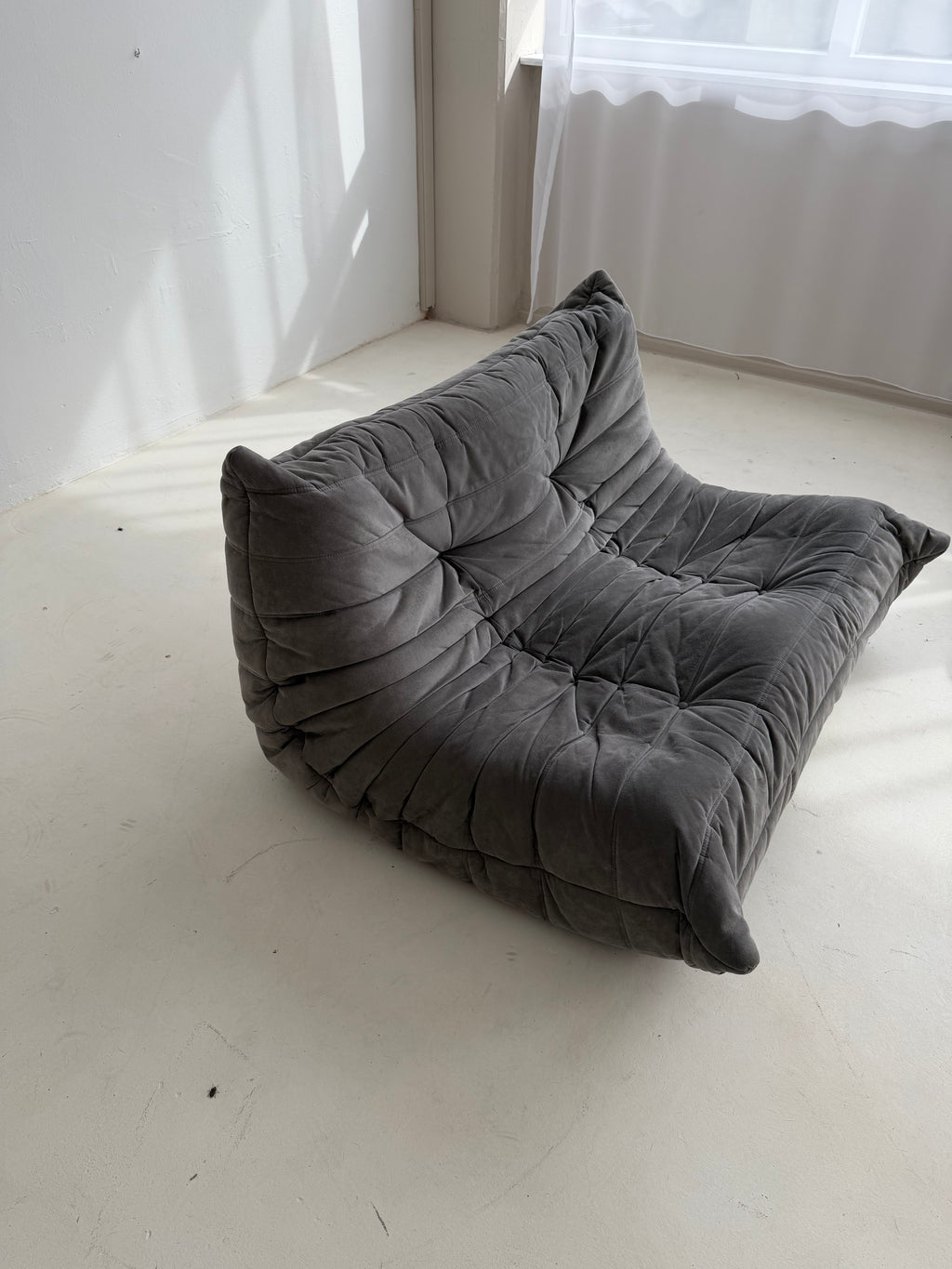 Ligne Roset Togo 2-Seater Sofa in Grey Alcantara, Michel Ducaroy, 2002