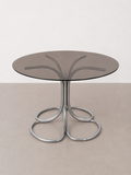 Giotto Stoppino Esstisch | Rauchglas & Chrom | Italien 1970er | Mid Century Design