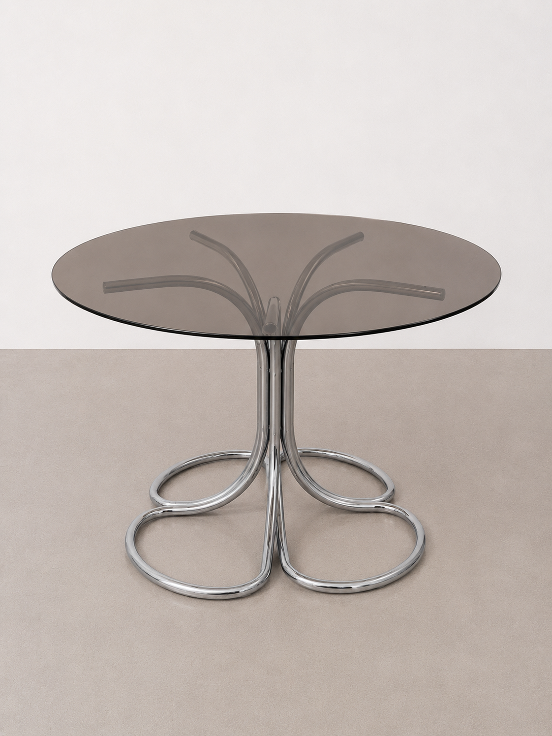 Giotto Stoppino Esstisch | Rauchglas & Chrom | Italien 1970er | Mid Century Design