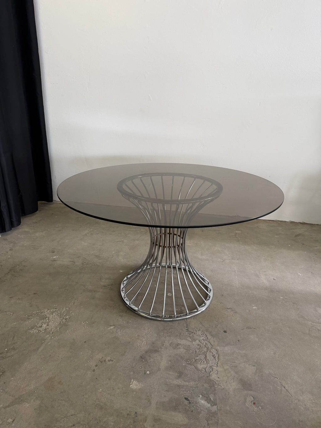 Gastone Rinaldi  Essgruppe | 4 Rima Freischwinger + Rauchglas Tisch | Italien 1970er