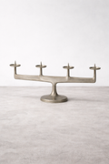 Vintage Bauhaus Zinn Kerzenhalter von Röders – 4-flammiger Designer Kerzenständer, Modernist Tin Candle Holder, German Mid Century Design