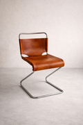 Biscia Stuhl von Pascal Mourgue, Cognac-Leder & Chrom, 1960er, starke Patina