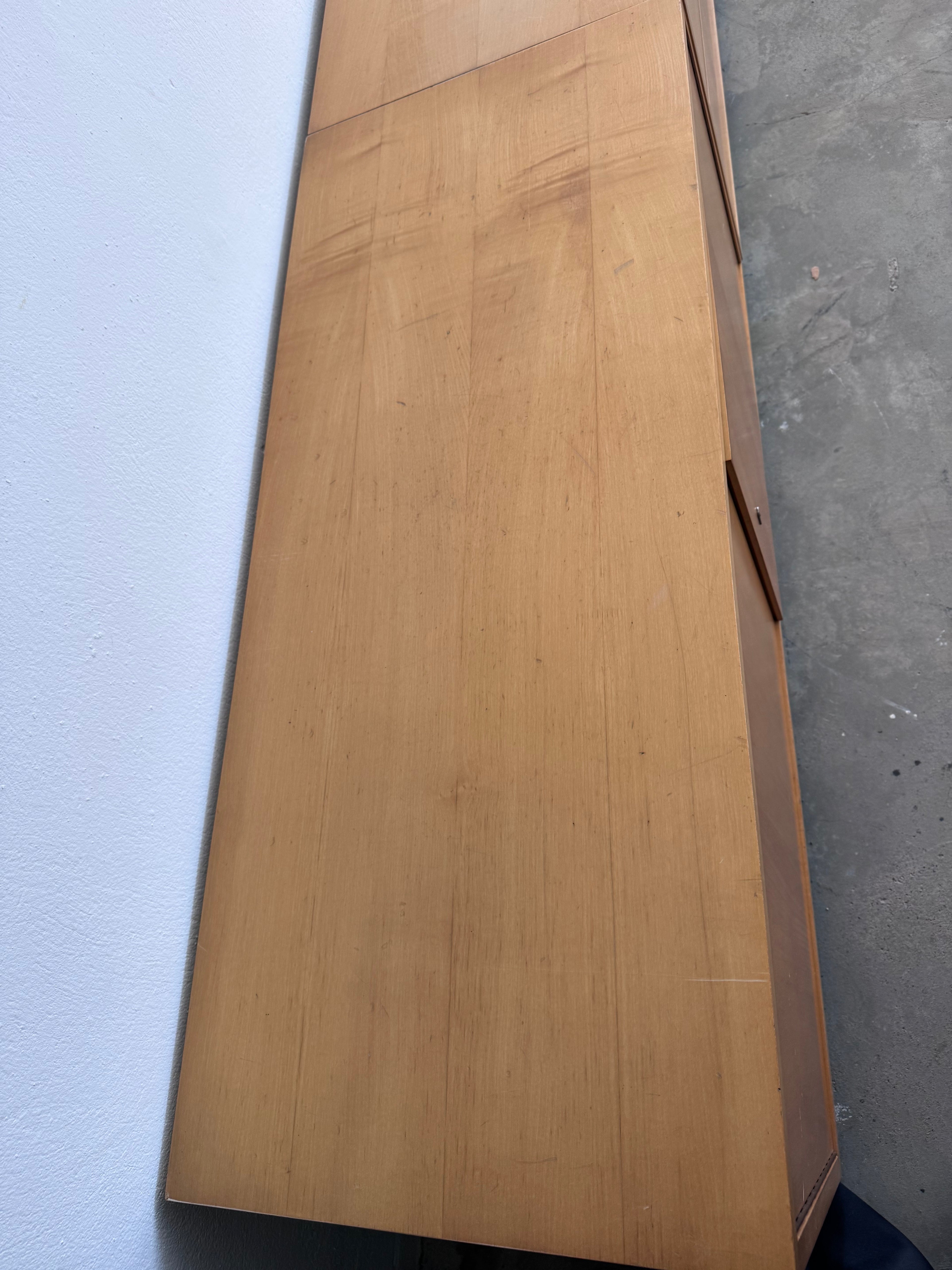 Vintage WK Möbel Sideboard 1960er – Extra langes Mid Century Lowboard 330 cm, Modulares Ahornfurnier Sideboard, German Design Cabinet