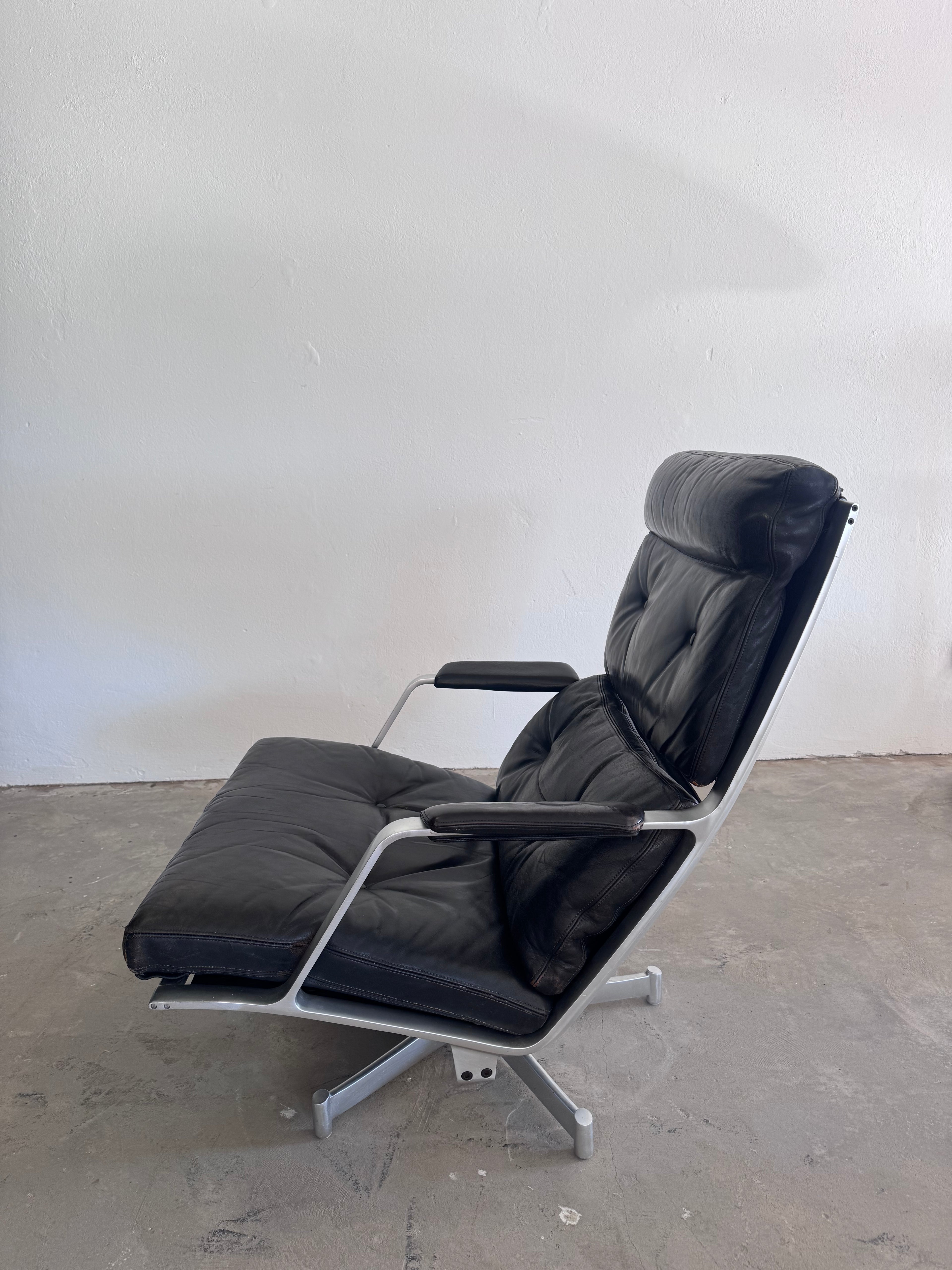 Jørgen Kastholm Lounge Chair für Kill International, 1960er Jahre – Aluminium & schwarzes Leder, Mid-Century Modern