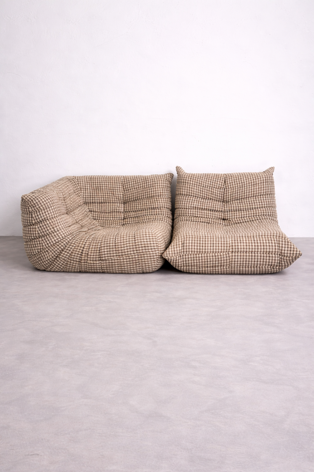 Vintage Ligne Roset Togo Eckelement + Sessel – Originalbezug, Michel Ducaroy Design, 70er/80er Jahre