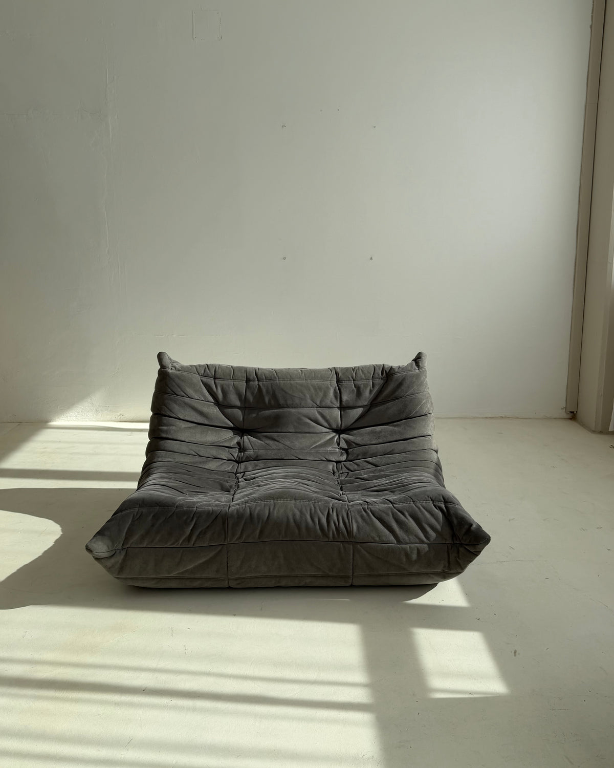 Ligne Roset Togo 2-Seater Sofa in Grey Alcantara, Michel Ducaroy, 2002