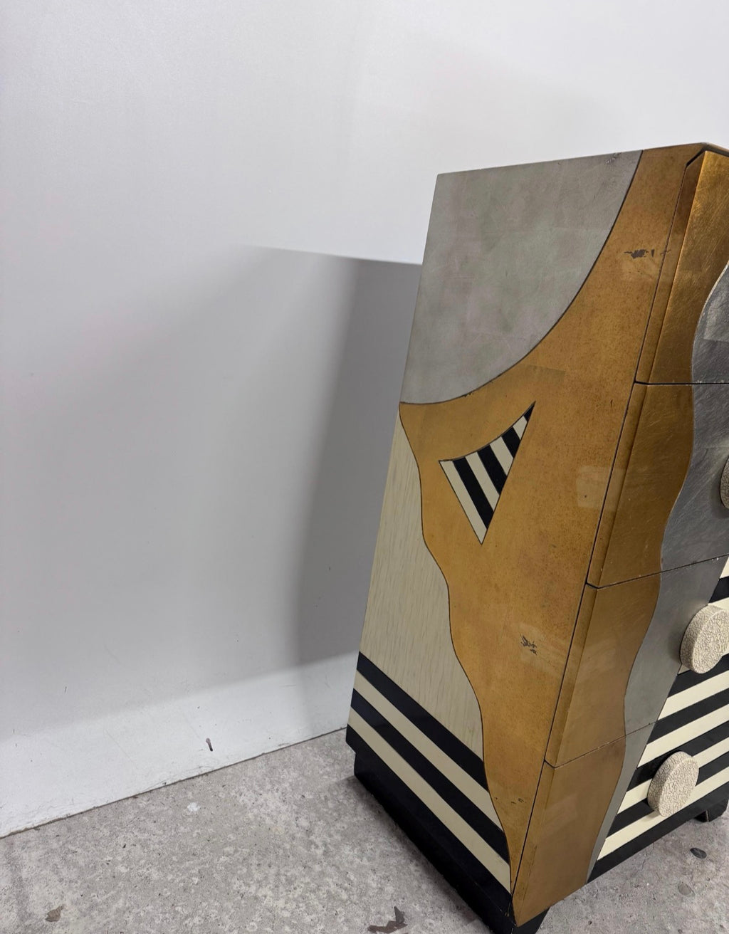 A Lam Lee Pyramid Form Memphis Style Set of Drawers 1980 in Italy