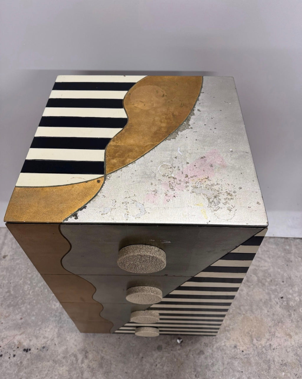 A Lam Lee Pyramid Form Memphis Style Set of Drawers 1980 in Italy