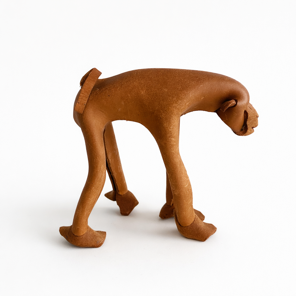 DERU Germany Leder Affe – Handgefertigte Lederfigur aus den 1960er Jahren, Mid Century Dekoration