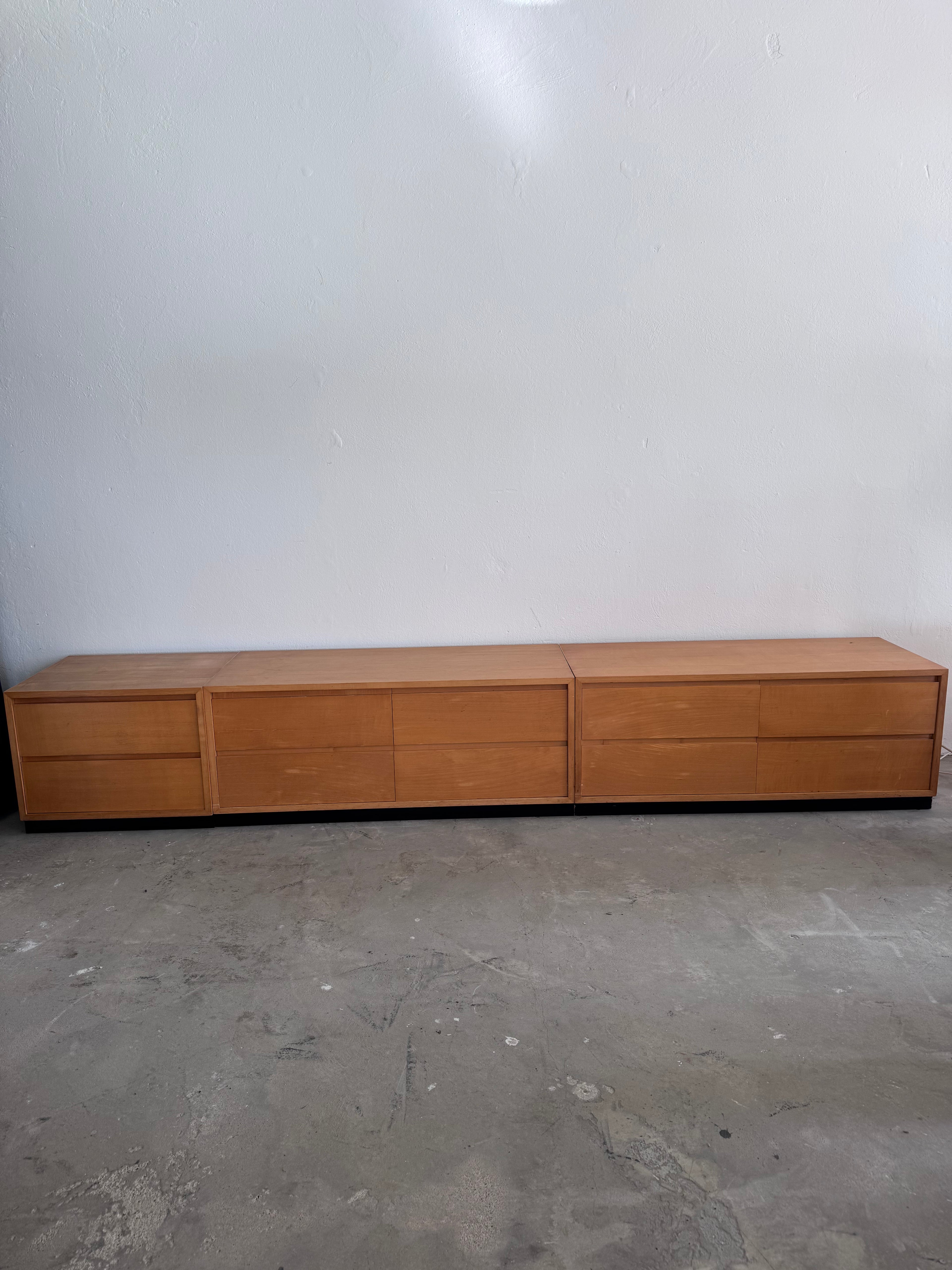 Vintage WK Möbel Sideboard 1960er – Mid Century Lowboard aus Ahornfurnier, Modulare Kommode, German Modernist Cabinet