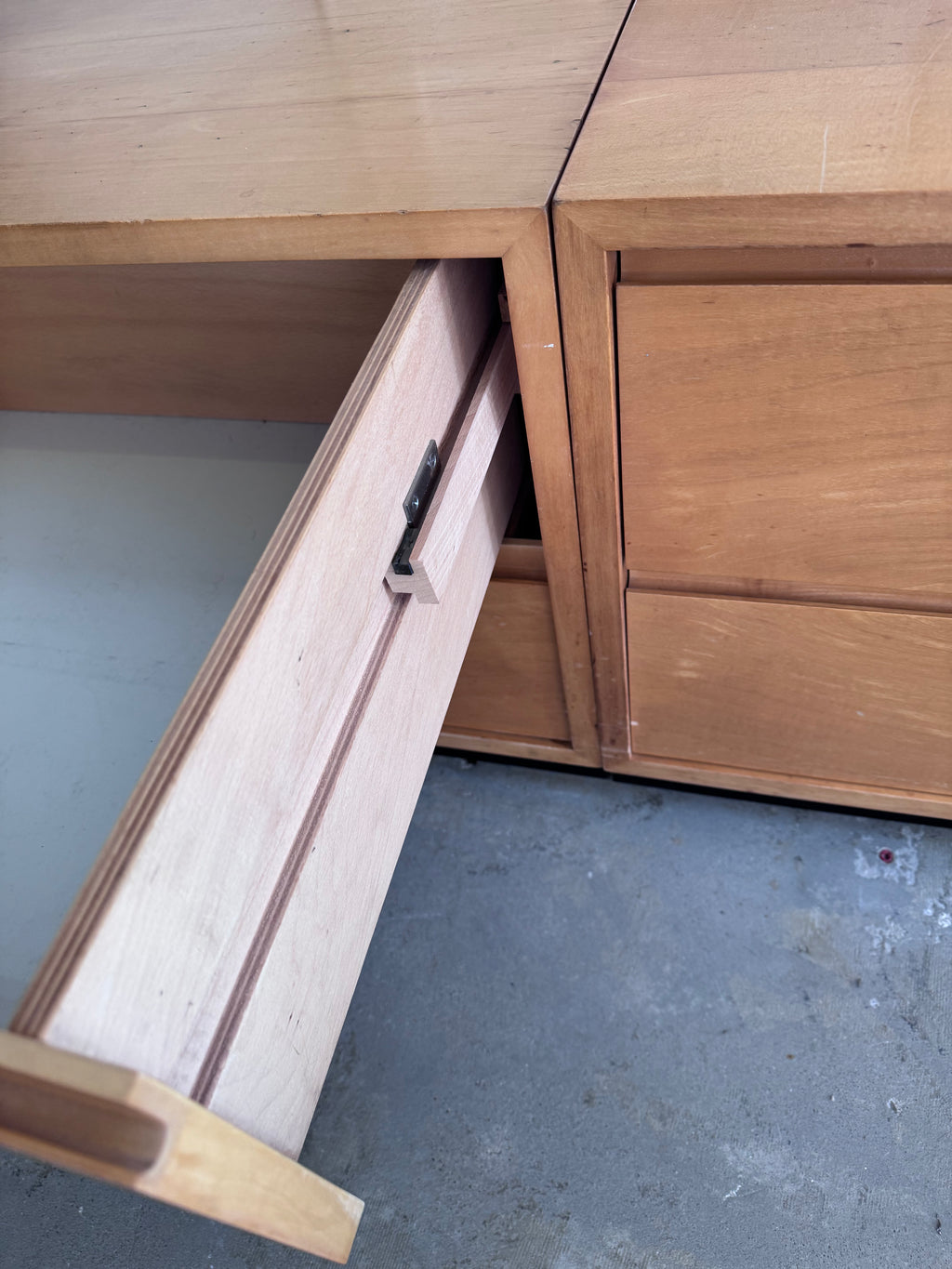 Vintage WK Möbel Sideboard 1960er – Mid Century Lowboard aus Ahornfurnier, Modulare Kommode, German Modernist Cabinet