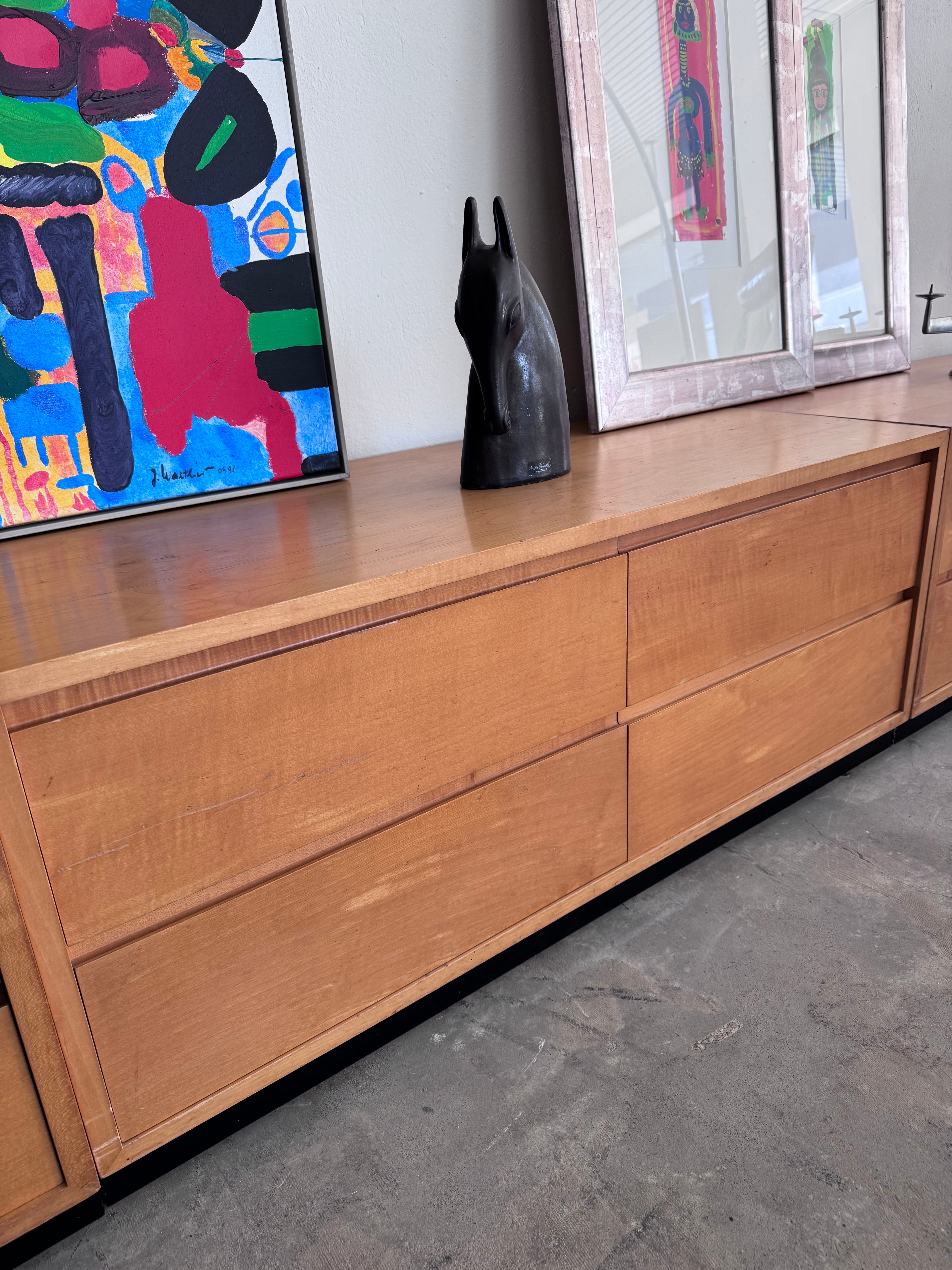 Vintage WK Möbel Sideboard 1960er – Mid Century Lowboard aus Ahornfurnier, Modulare Kommode, German Modernist Cabinet