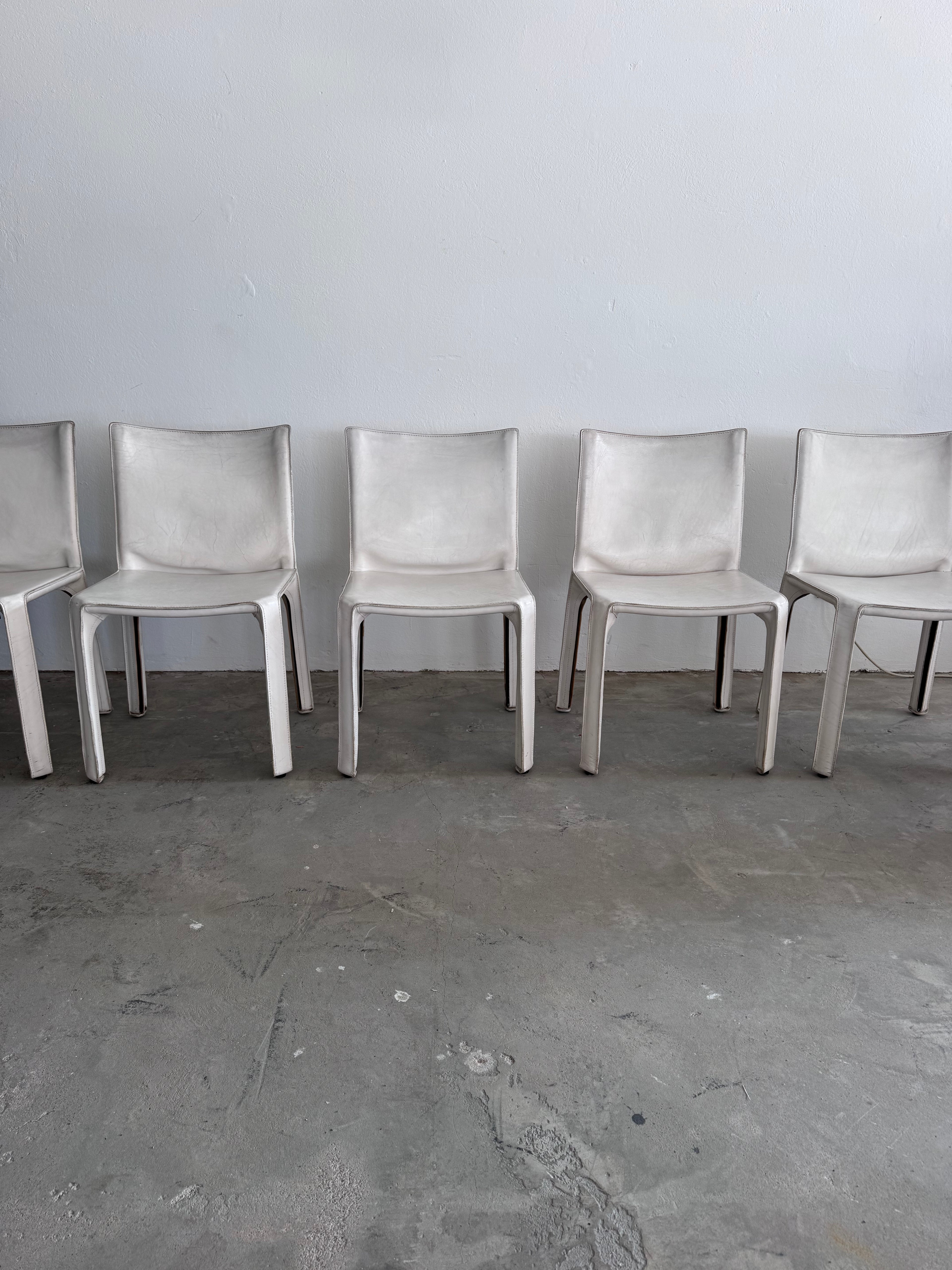 Mario Bellini CAB 412 Stuhl für Cassina | Weißes Leder | 1990er Vintage Designklassiker | Einzelverkauf (6 verfügbar)