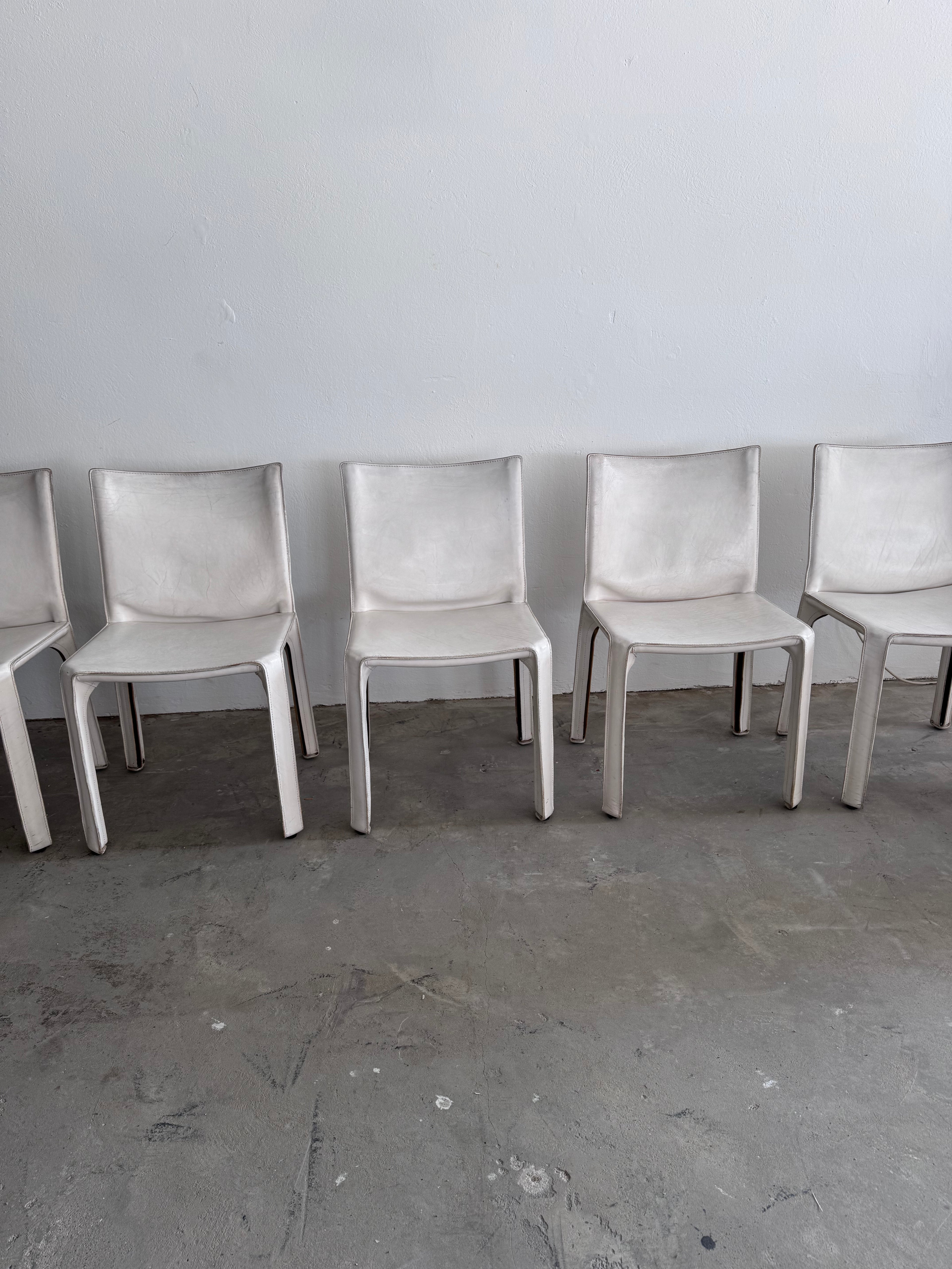 Mario Bellini CAB 412 Stuhl für Cassina | Weißes Leder | 1990er Vintage Designklassiker | Einzelverkauf (6 verfügbar)