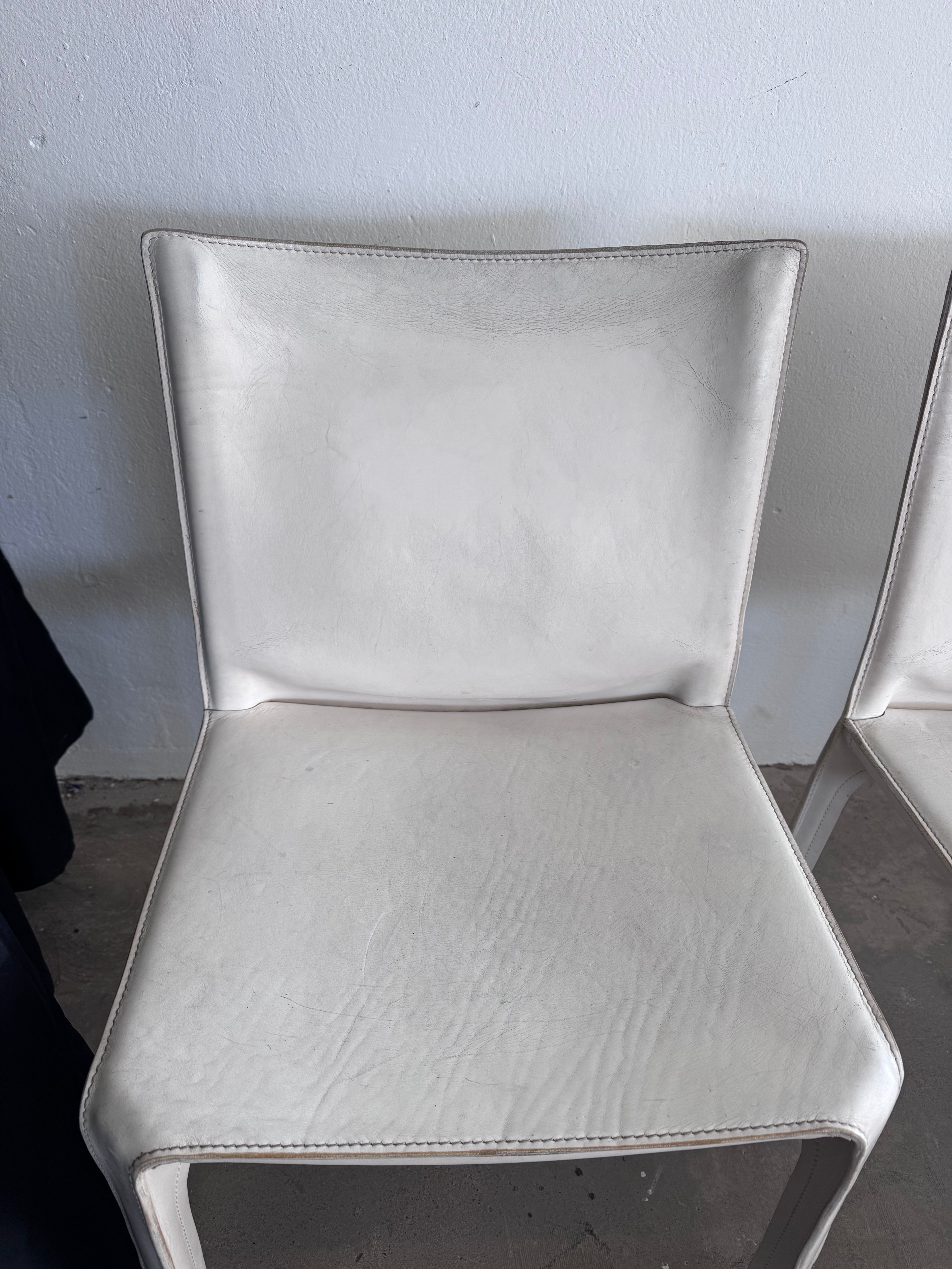 Mario Bellini CAB 412 Stuhl für Cassina | Weißes Leder | 1990er Vintage Designklassiker | Einzelverkauf (6 verfügbar)
