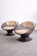 Raphaël Raffel Lounge Sessel, 1960er – Rauchfarbenes Acryl & Leder