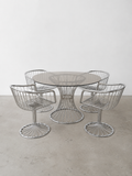 Gastone Rinaldi  Essgruppe | 4 Rima Freischwinger + Rauchglas Tisch | Italien 1970er