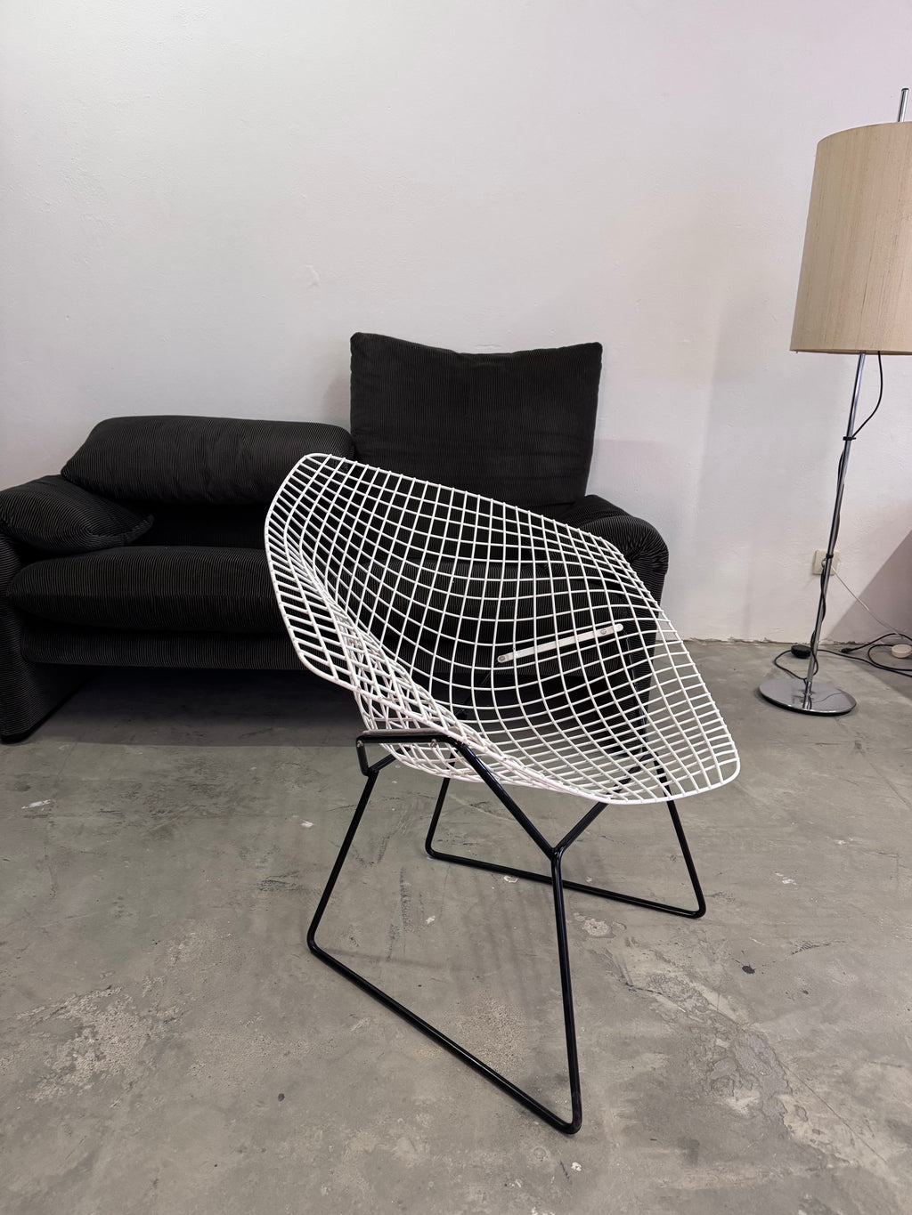 Diamond Chair von Harry Bertoia für Knoll International, USA, 1950er schwarz weiss