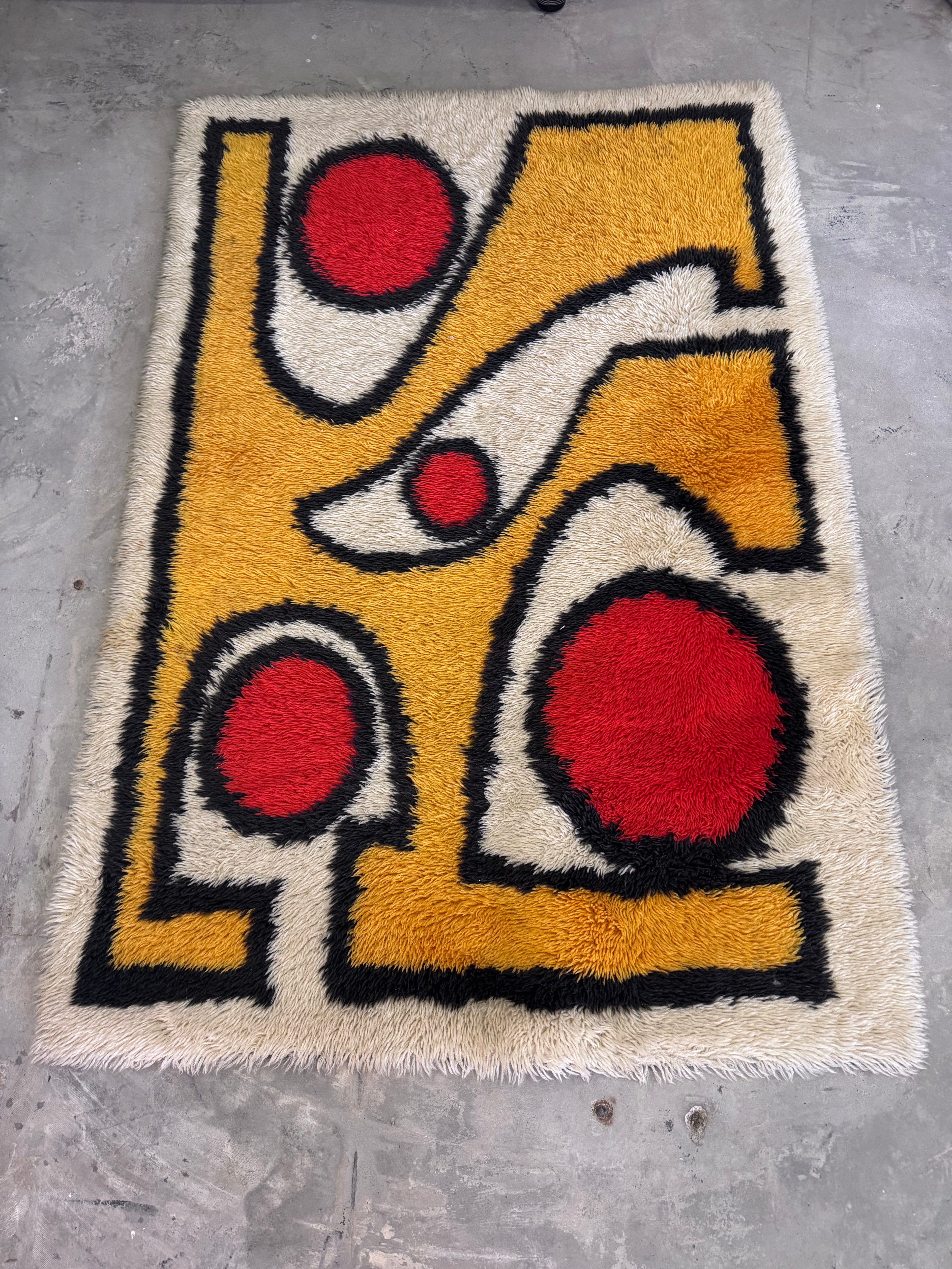 Vintage Rya-Teppich mit abstraktem Grafikmotiv, Dänemark, 1970er Jahre