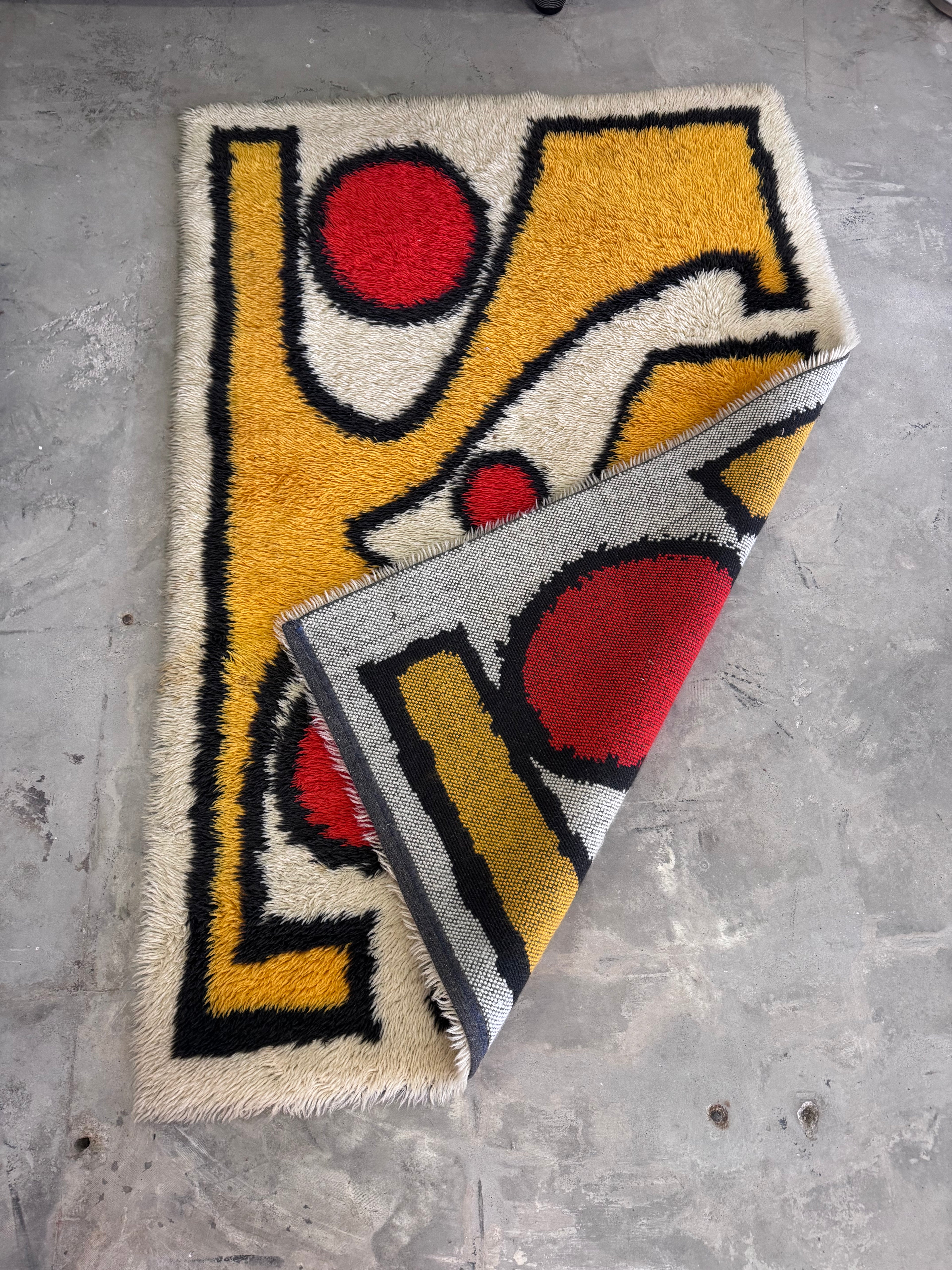 Vintage Rya-Teppich mit abstraktem Grafikmotiv, Dänemark, 1970er Jahre