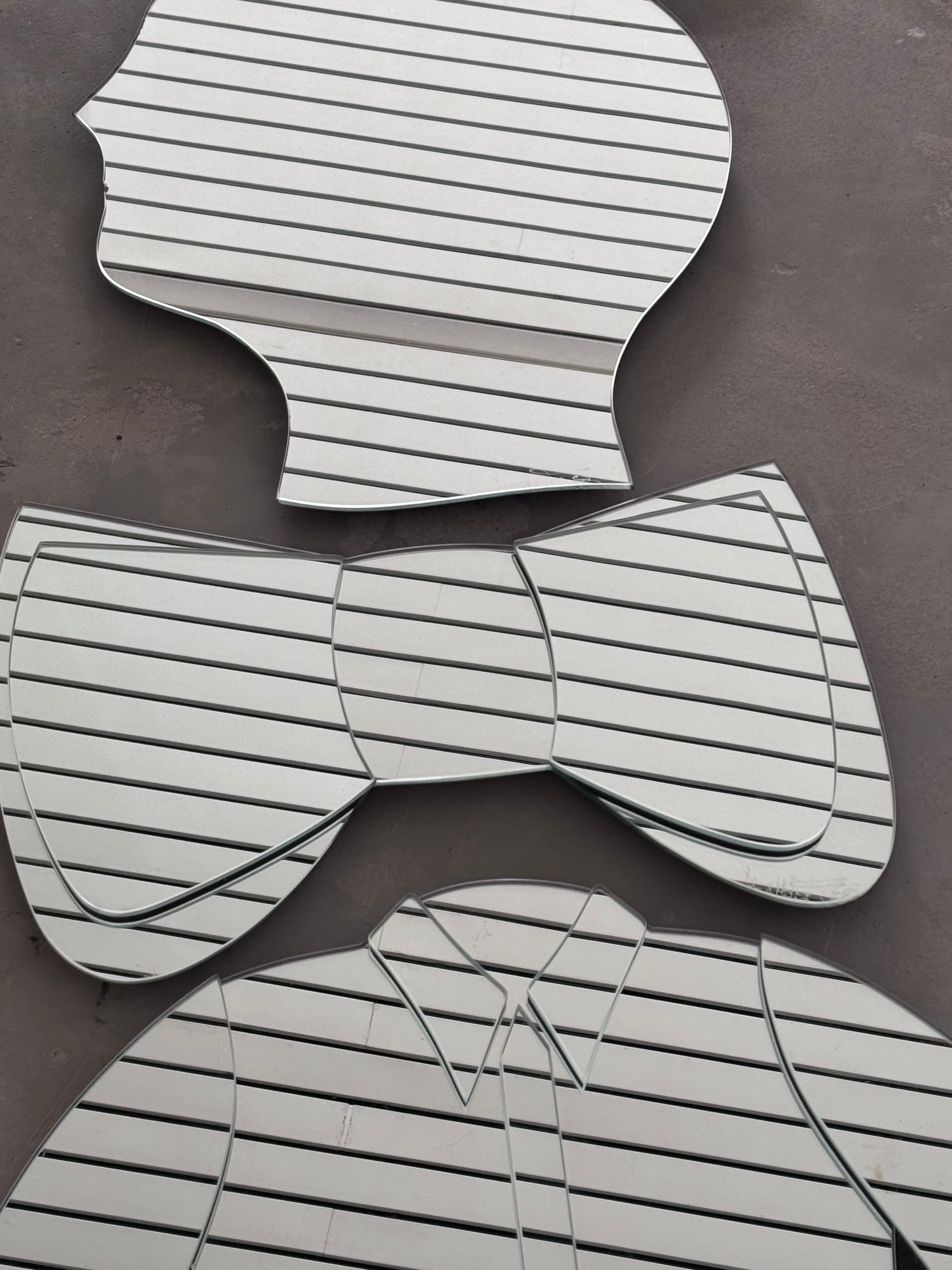 Komplettes Spiegel Set Hat Man von Georges Mathias 1970er Hut Kopf Fliege und Jackett