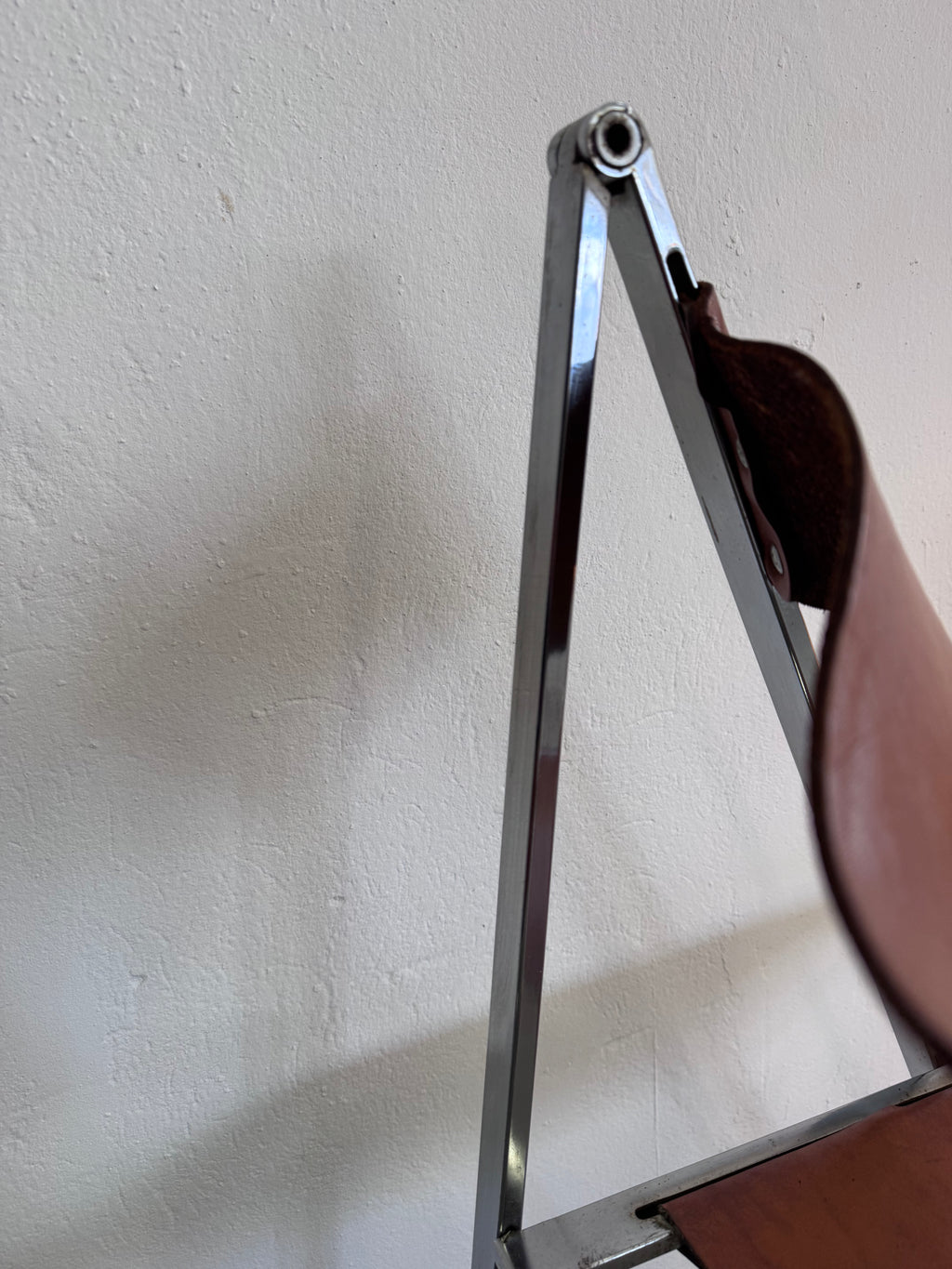 Vintage „Elios“ Klappstühle von Fontoni  Geraci für Lübke Cognac Sattelleder & Chrom – Mid-Century Modern – Restauriert