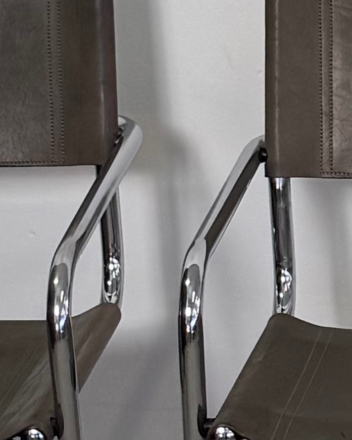 Grauer Modell MG5 Ledersessel von Mart Stam & Marcel Breuer für Matteo Grassi, 1980er