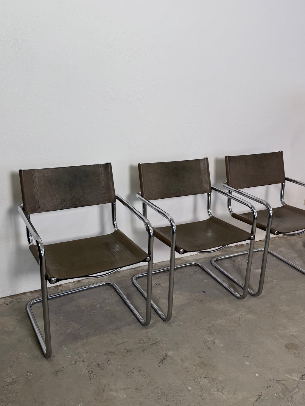 Grauer Modell MG5 Ledersessel von Mart Stam & Marcel Breuer für Matteo Grassi, 1980er