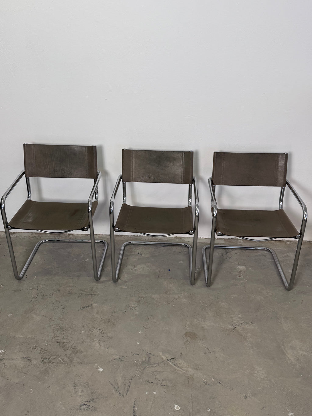 Grauer Modell MG5 Ledersessel von Mart Stam & Marcel Breuer für Matteo Grassi, 1980er