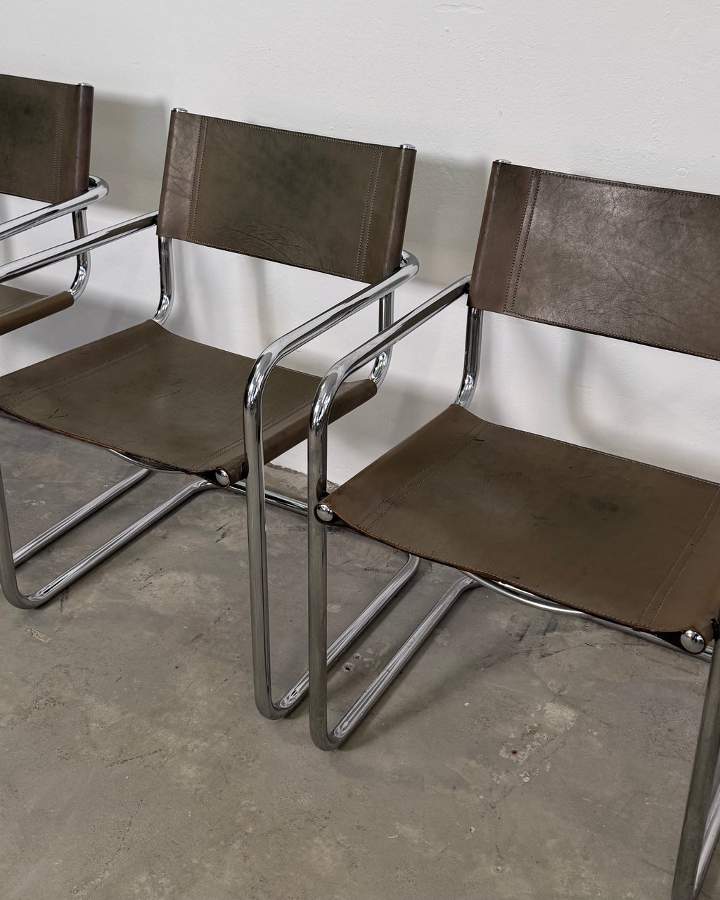 Grauer Modell MG5 Ledersessel von Mart Stam & Marcel Breuer für Matteo Grassi, 1980er